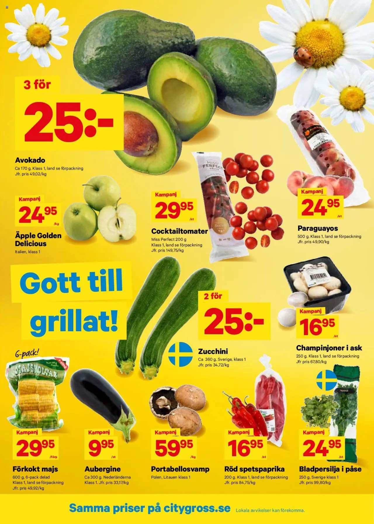 City Gross reklamblad aktuell från 23.06.2025 | Sida: 4 | Produkter: Äpple, Aubergine, Zucchini, Majs