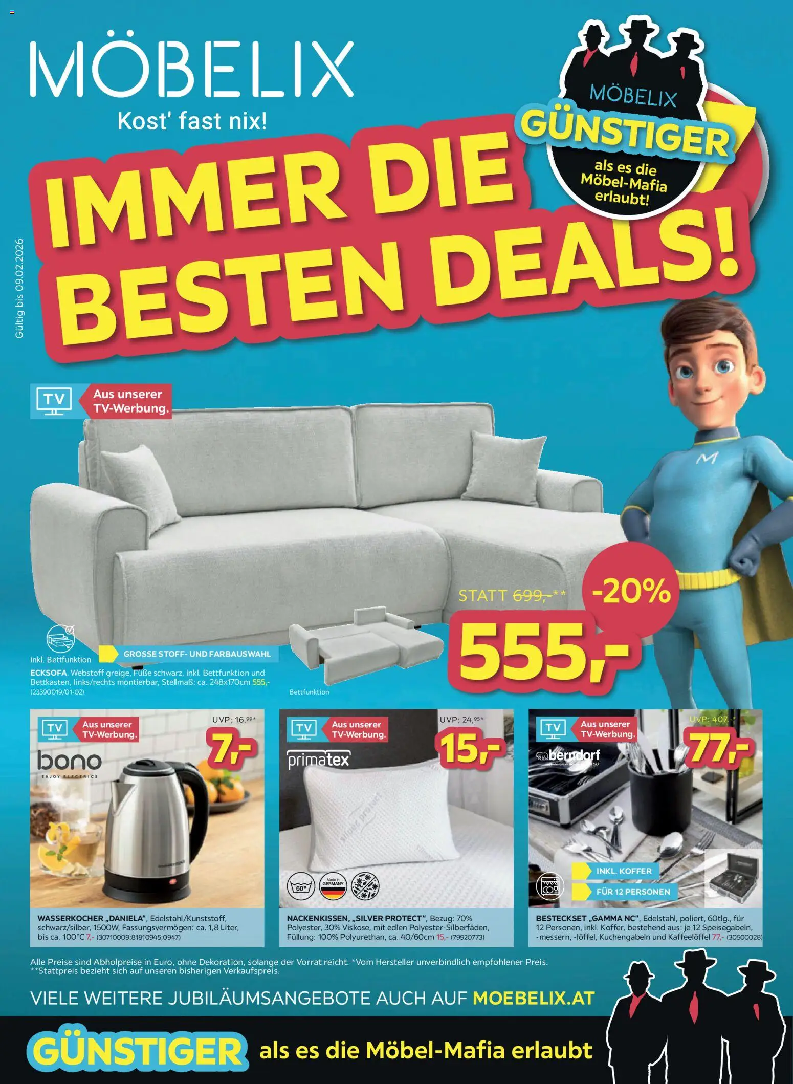 Möbelix Flugblatt gültig ab 02.02.2026 | Seite: 1 | Produkte: Koffer, Wasserkocher