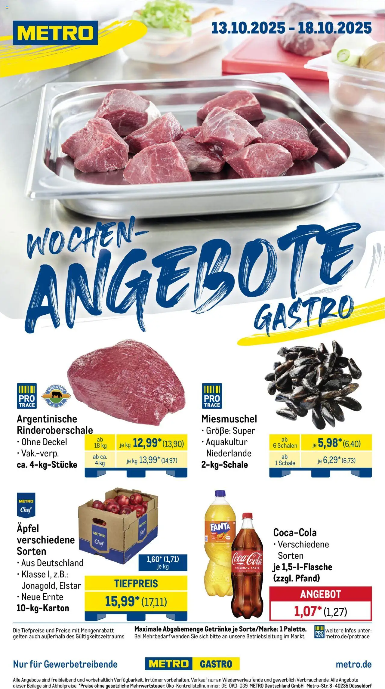 Metro Wochen-Angebote Gastro – gültig ab 13.10.2025 | Seite: 1 | Produkte: Fanta, Äpfel