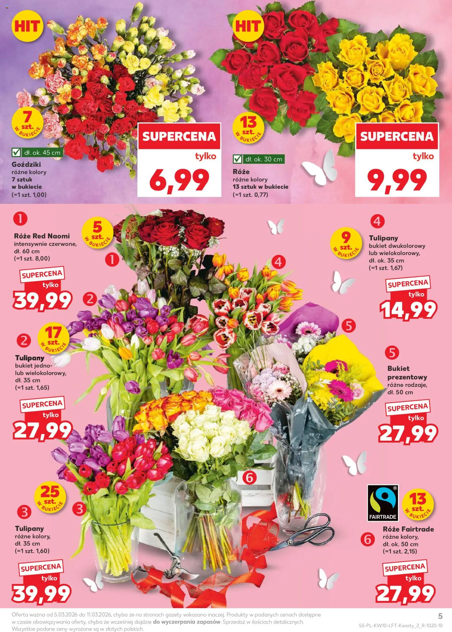 Kaufland gazetka od 05.03.2026 | Strona: 5 | Produkty: Goździki, Tulipany
