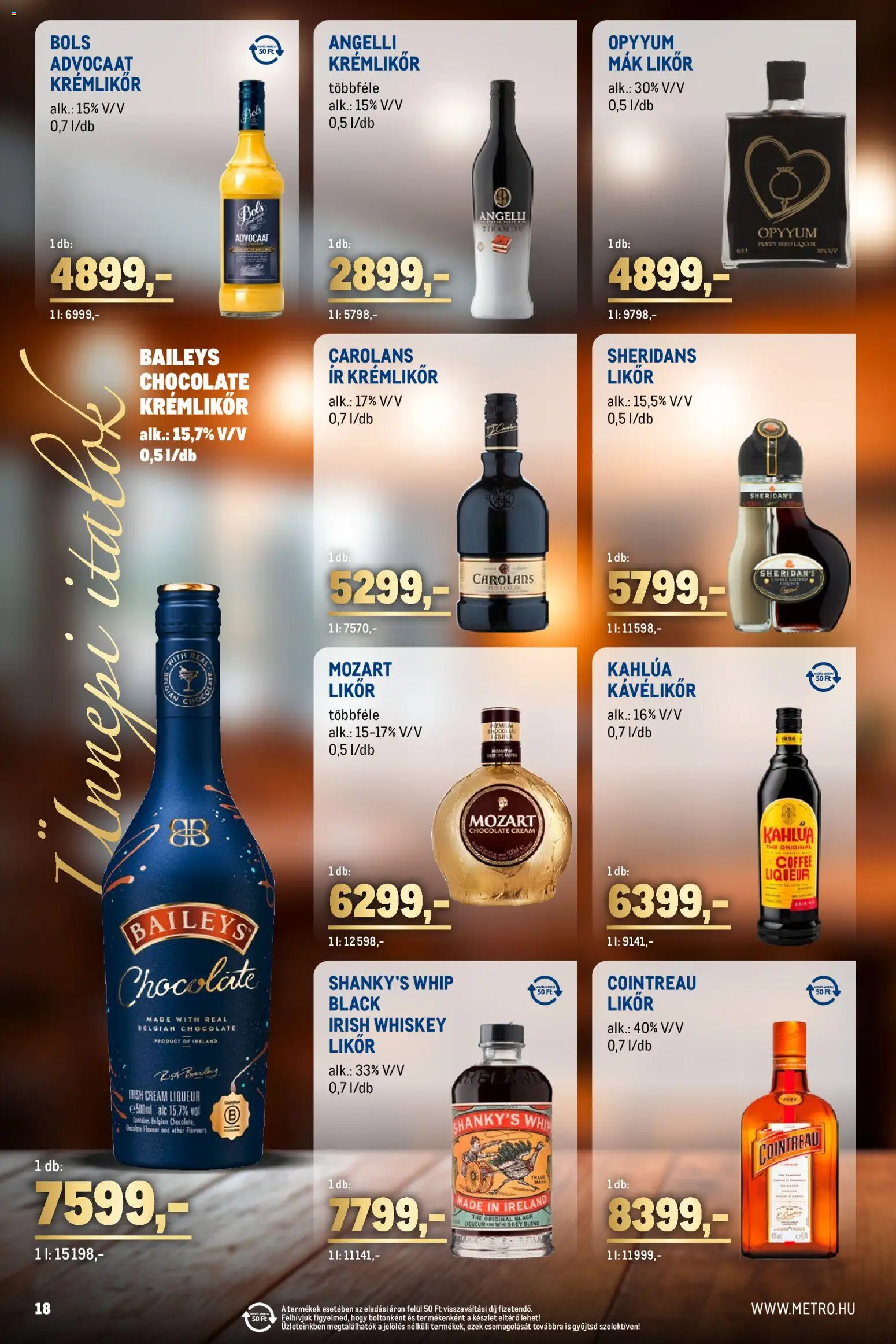 Metro akciós ujság - amely érvényes a következő dátumtól: 02.11.2025 | Oldal: 18 | Termékek: Tiramisu, Whiskey, Irish whiskey, Mák