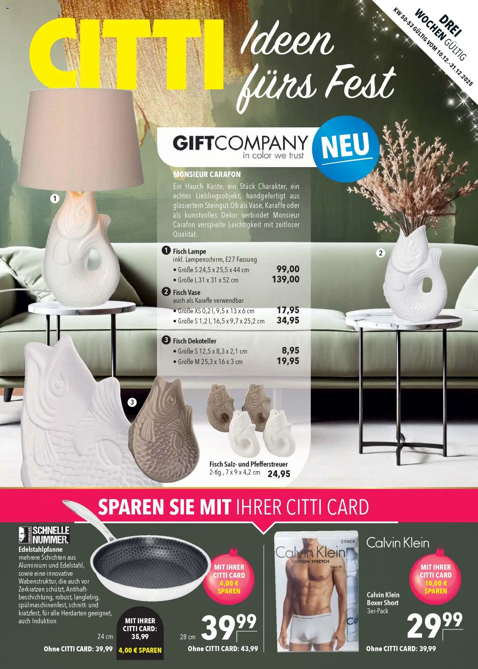 CITTI Markt - Ideen fürs Fest – gültig ab 10.12.2025 | Seite: 1 | Produkte: Vase, Lampe, Fisch, Salz