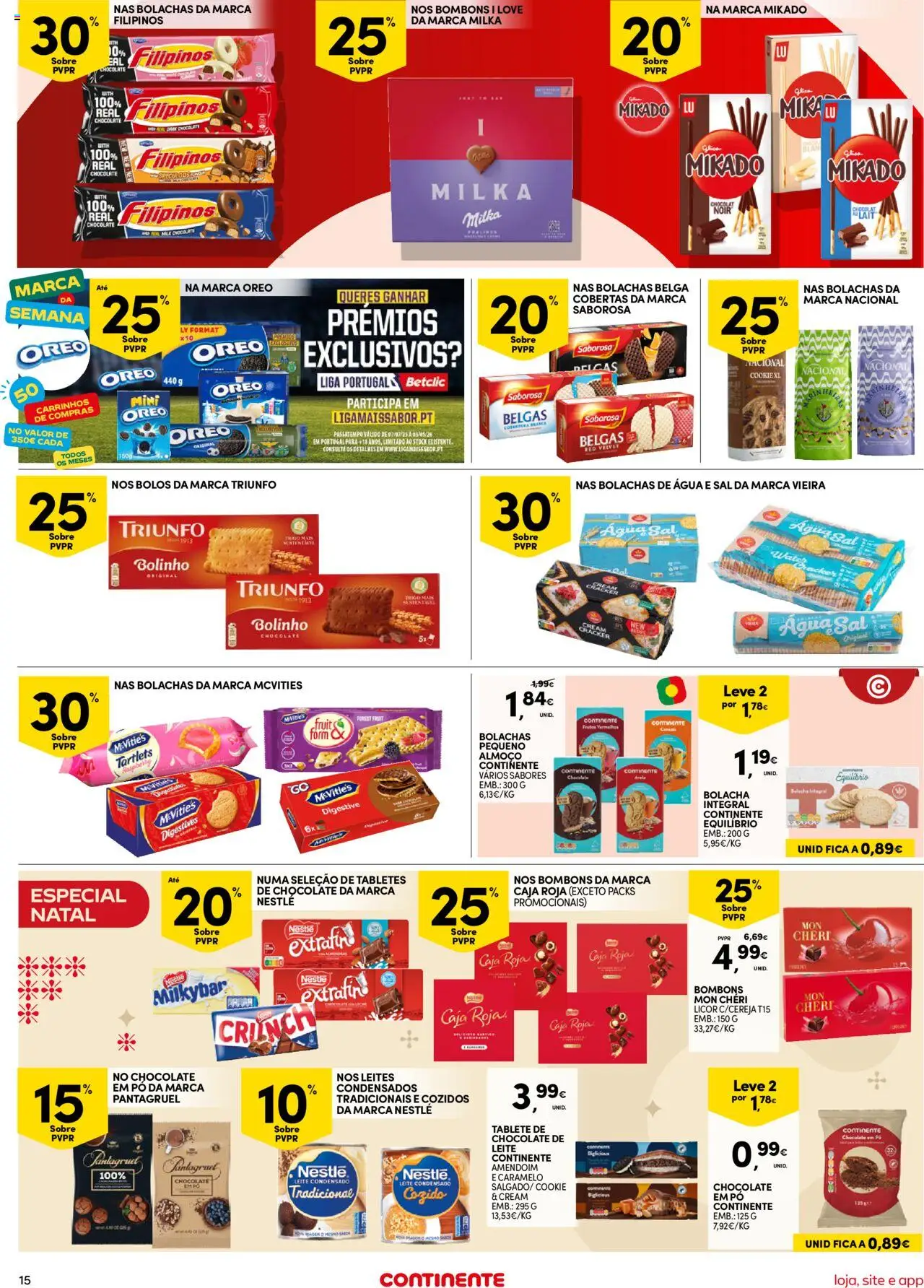 Continente Semanal Continente Bom Dia │ válido de 21.10.2025 | Página: 15 | Produtos: Agua, Licor, Leite, Chocolate