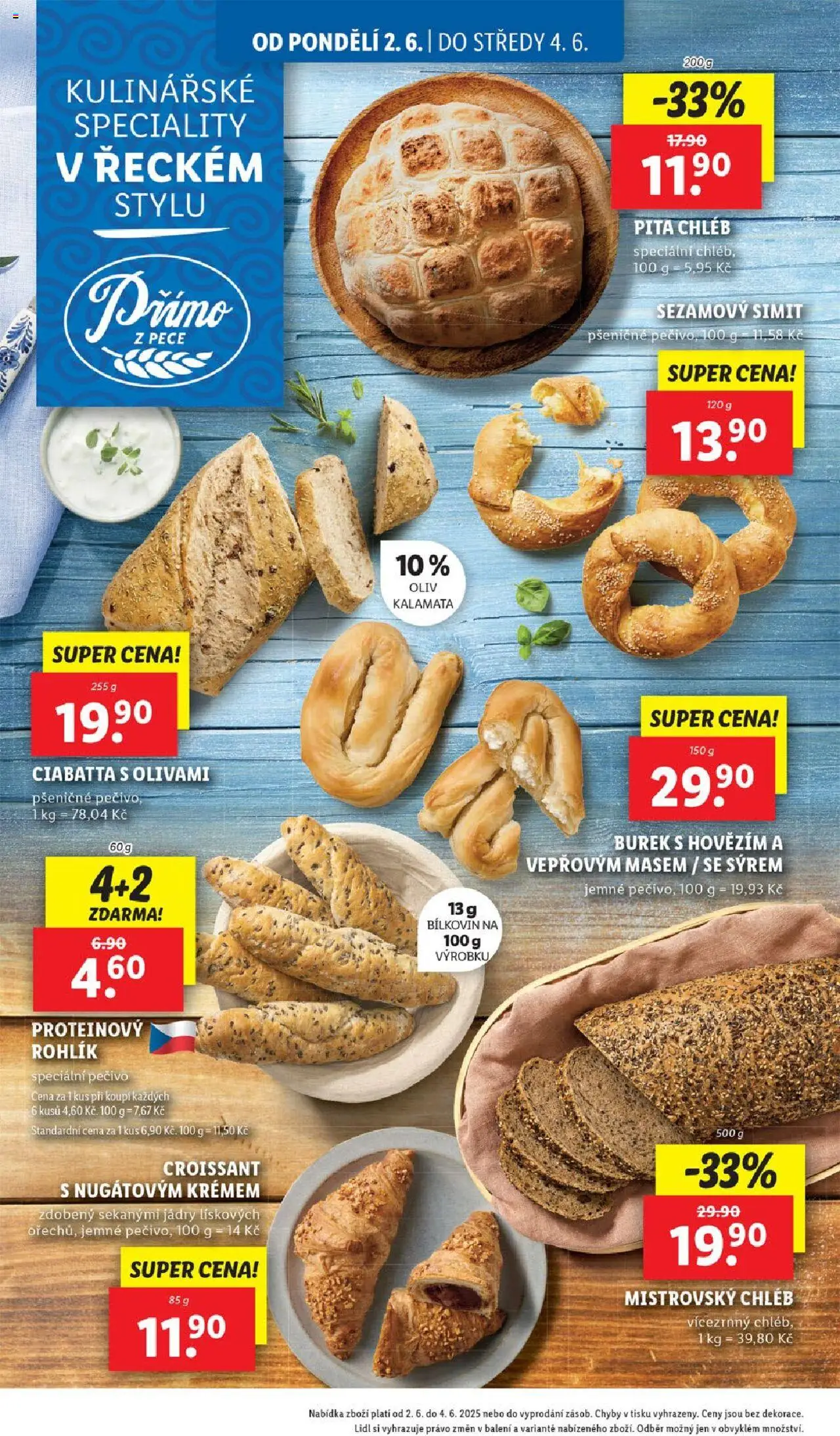 Lidl leták od 02.06.2025 | Strana: 10 | Produkty: Rohlík, Pečivo, Ciabatta, Pita chléb