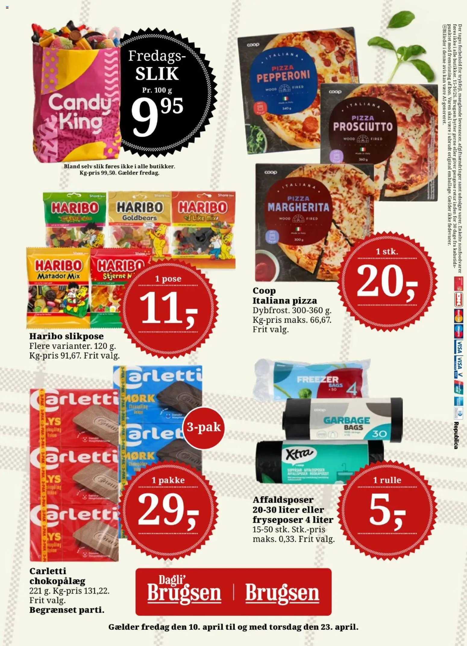 Dagli'Brugsen tilbudsavis – gyldig fra 10.04.2026 | Side: 20 | Produkter: Pizza, Slik