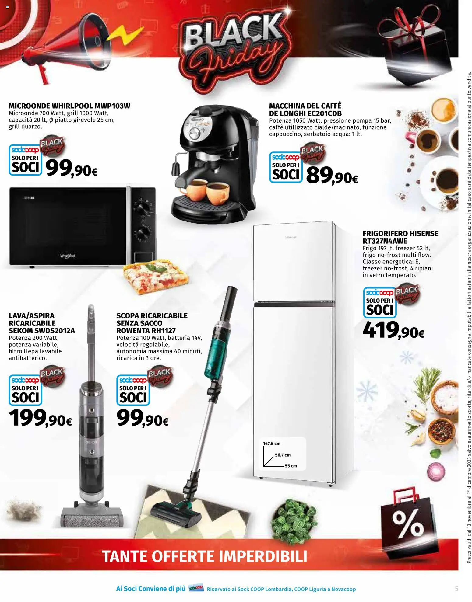 Volantino Ipercoop del 13.11.2025 | Pagina: 5 | Prodotti: Caffè, Acqua, Freezer, Frigorifero