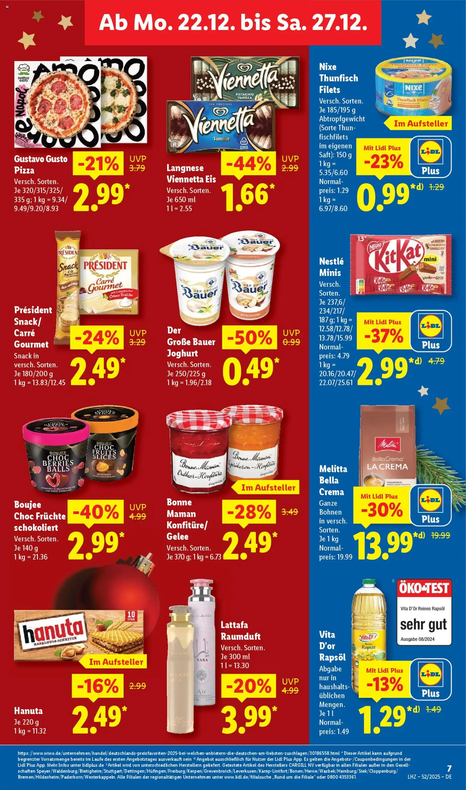 Lidl - Prospekt – gültig ab 22.12.2025 | Seite: 13 | Produkte: Melitta, Langnese, Pizza, Eis