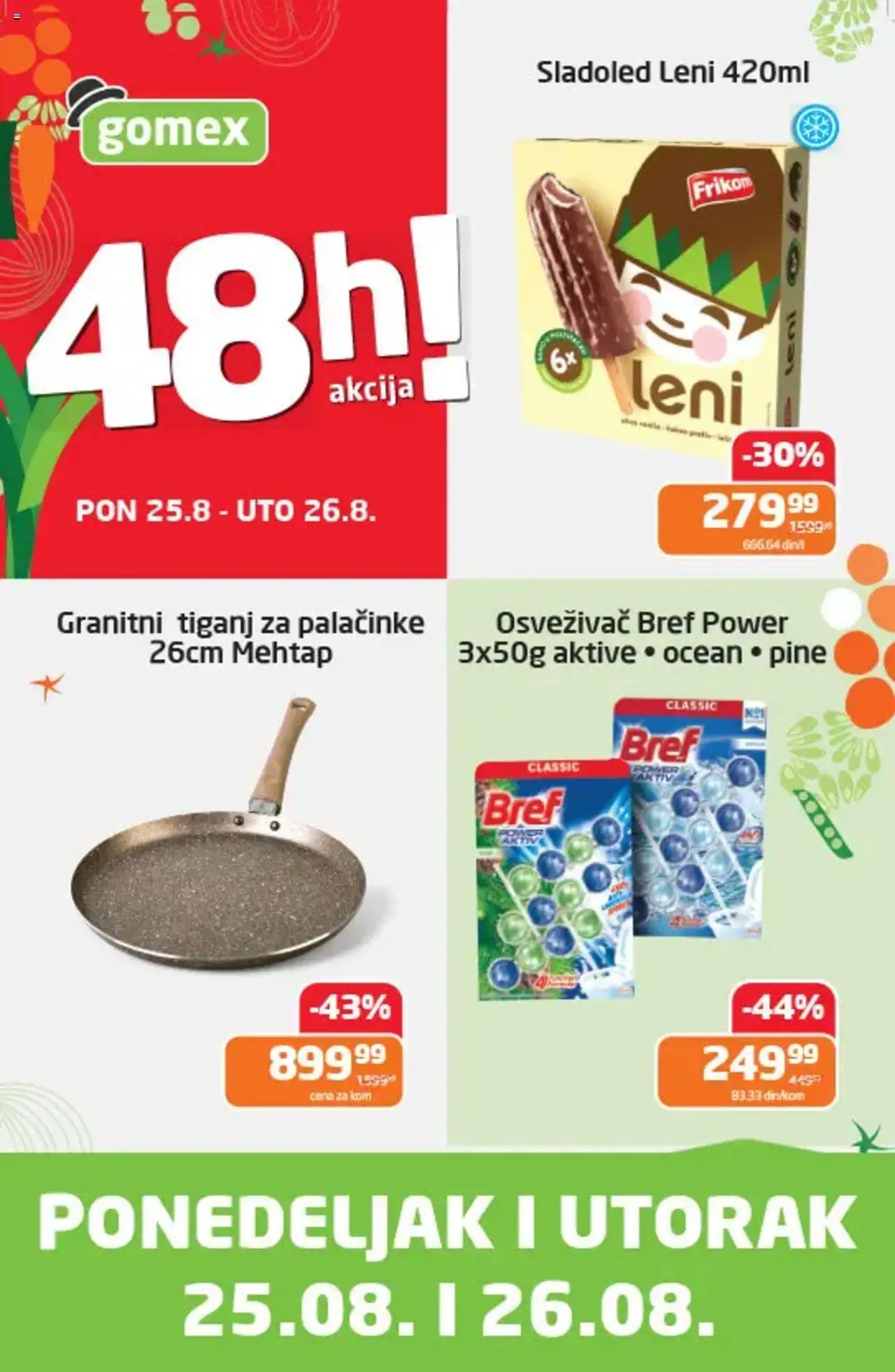 Gomex katalog - važi od 25.08.2025 | Strana: 1 | Proizvode: Bref, Sladoled, Palačinke, Tiganj