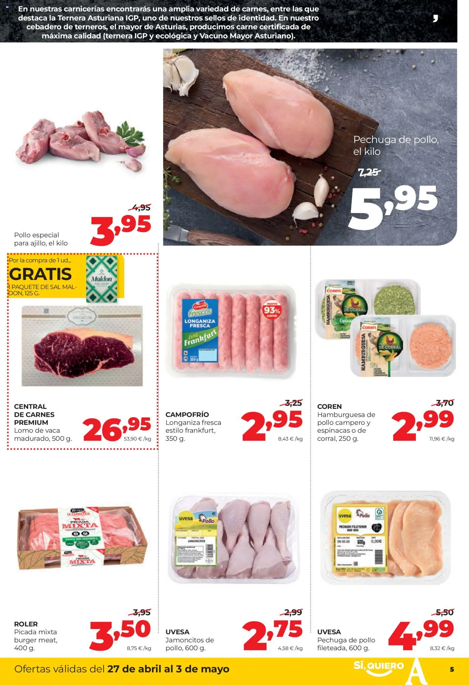 Alimerka folleto Asturias │ válido desde el 27.04.2026 | Página: 5 | Productos: Πορσελάνη, Longaniza, Σοκολατούχο γάλα