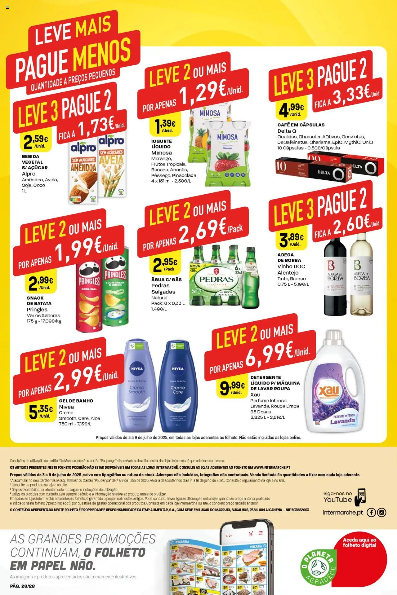 Intermarché folheto │ válido de 03.07.2025 | Página: 28 | Produtos: Aveia, Iogurte, Banho, Vinho