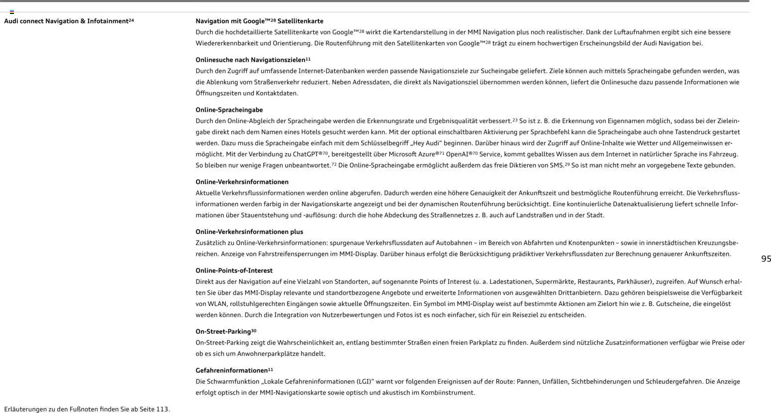 Audi e-tron GT – gültig ab 28.10.2025 | Seite: 95 | Produkte: Navigation