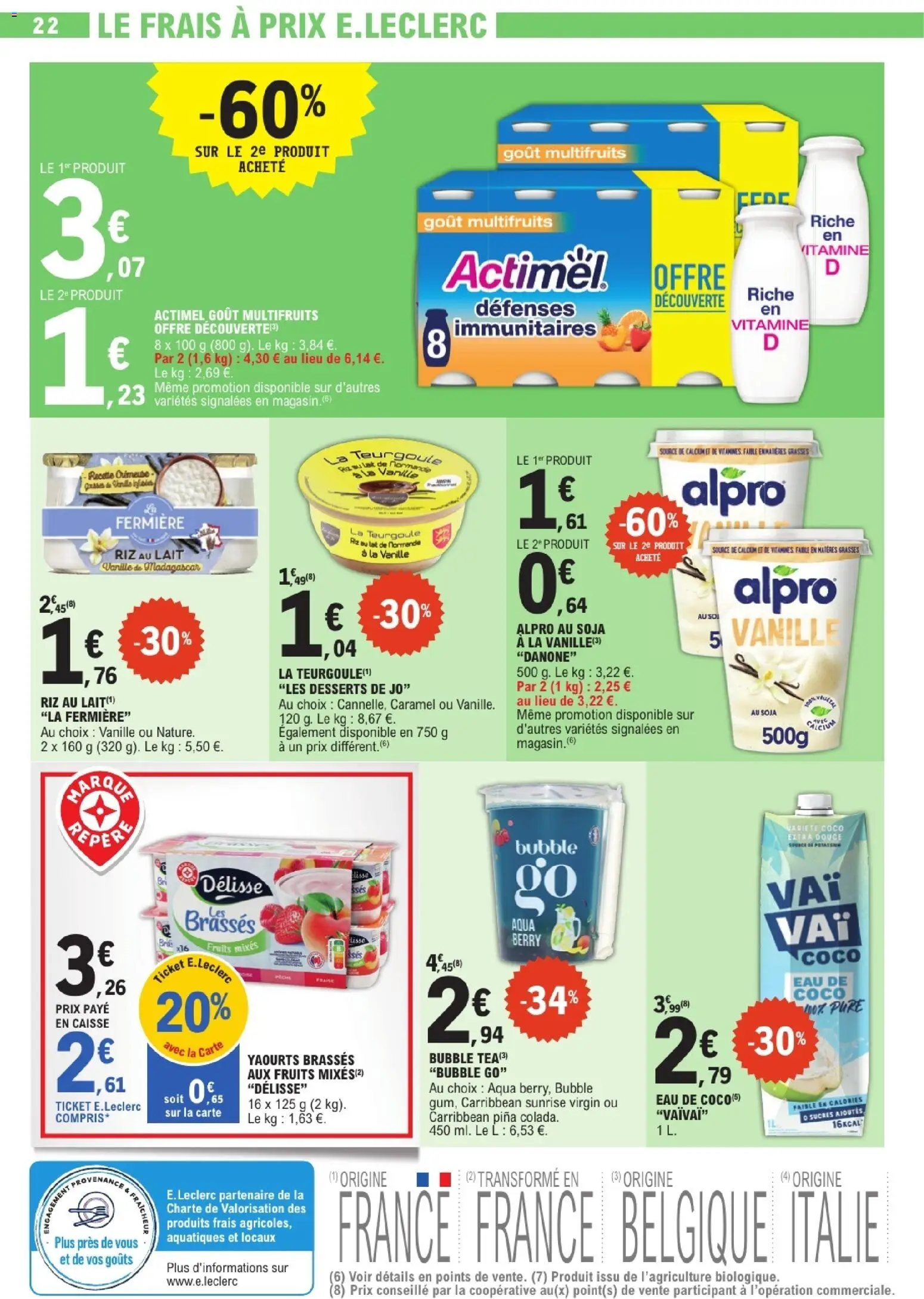 {H1} | Page: 22 | Produits: Yaourts, Actimel, Eau de coco, Lait