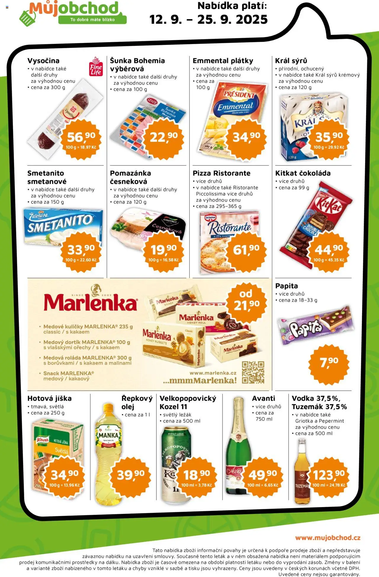 Můj obchod leták od 12.09.2025 | Strana: 2 | Produkty: Vodka, Pizza Ristorante, Griotka, Kuličky