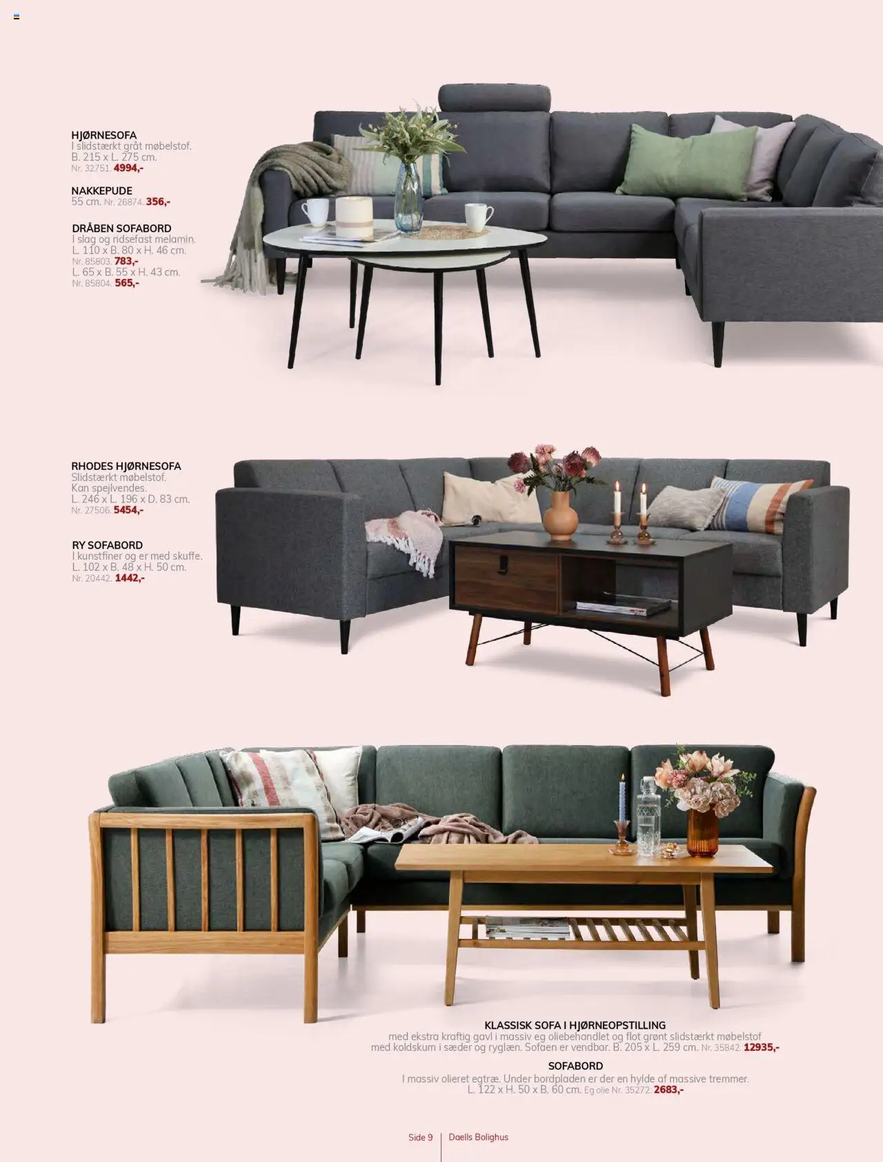 Daells Bolighus tilbudsavis – gyldig fra 14.08.2025 | Side: 9 | Produkter: Sofabord, Sofa, Hylde, Hjørnesofa