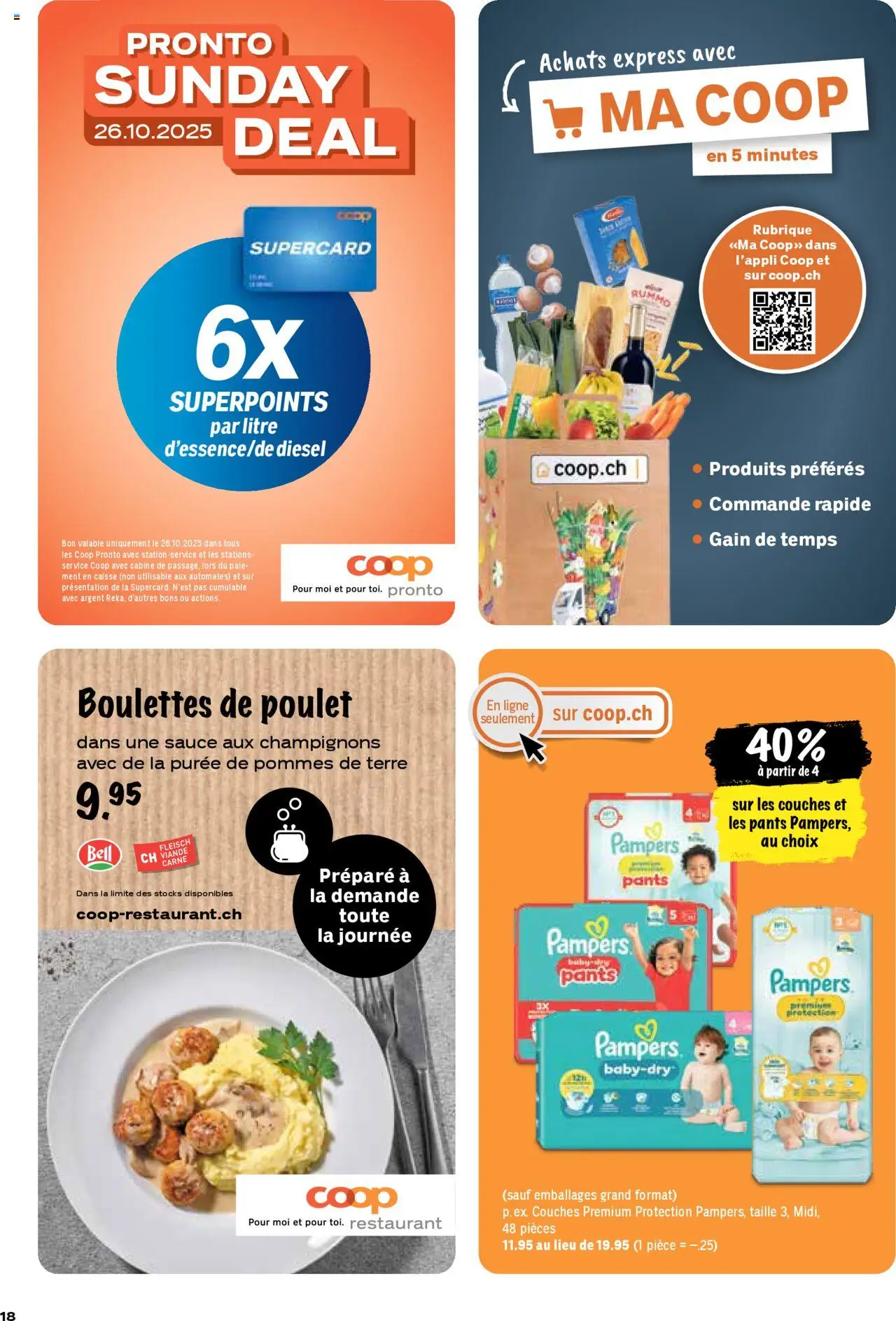 Coop - Les actions de la semaine – gültig ab 23.10.2025 | Seite: 18 | Produkte: Champignons, Pampers