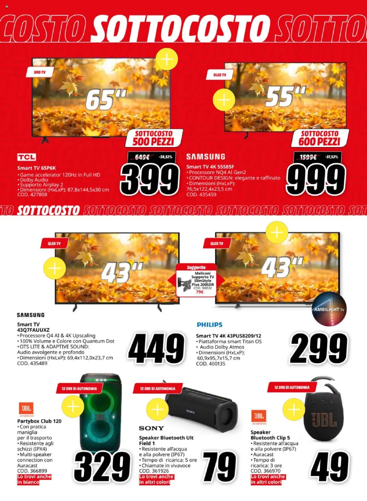 Volantino Media World del 03.10.2025 | Pagina: 21 | Prodotti: TV, Audio, Speaker, Samsung