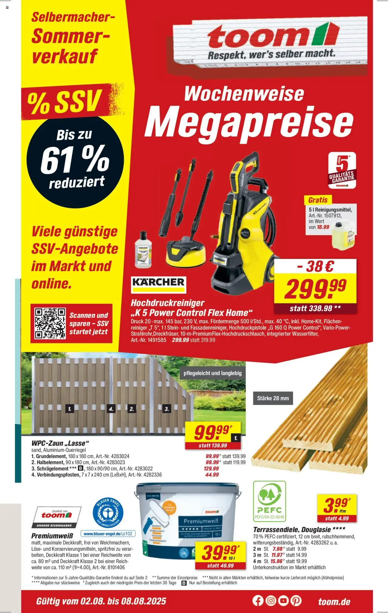 Toom Baumarkt Prospekt 	 - gültig ab dem 02.08.2025 | Seite: 1 | Produkte: Hochdruckreiniger