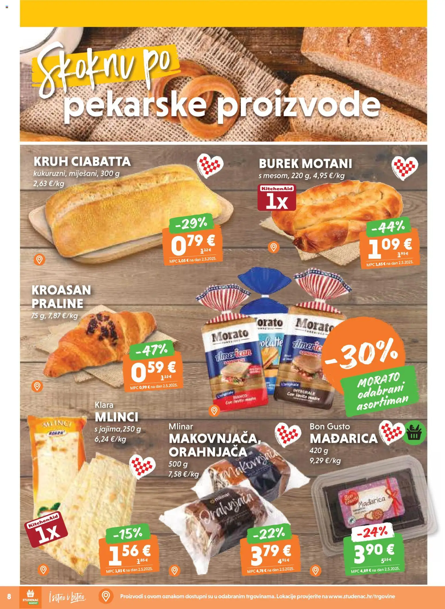 Studenac katalog | vrijedi od 26.11.2025 | Stranica: 8 | Proizvodi: Praline, Kruh, Mlinci, Burek