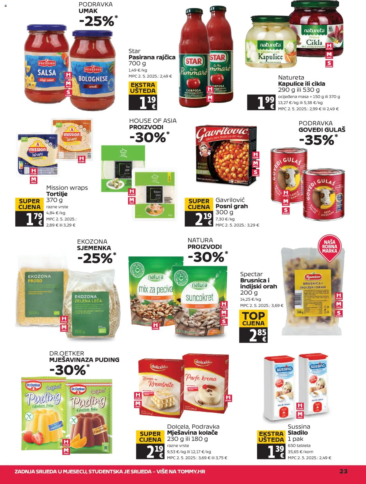 Tommy katalog | vrijedi od 20.11.2025 | Stranica: 23 | Proizvodi: Pasirana rajčica, Miš, Sladilo, Orah