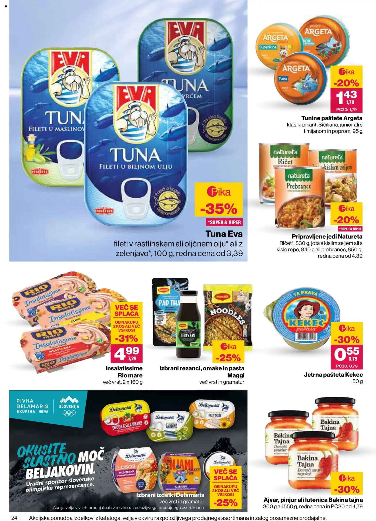 Novi Mercator katalog ponudbe – veljaven od 22.01.2026 | Stran: 24 | Izdelki: Tuna, Pašteta, Losos, Kos