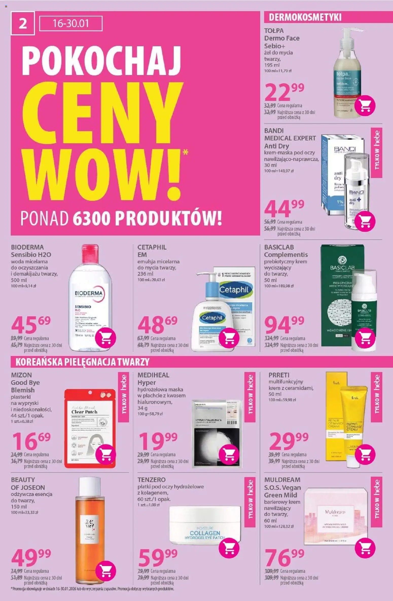 Hebe Gazetka od 16.01.2026 | Strona: 2 | Produkty: Maska, Woda micelarna, Płatki, Woda