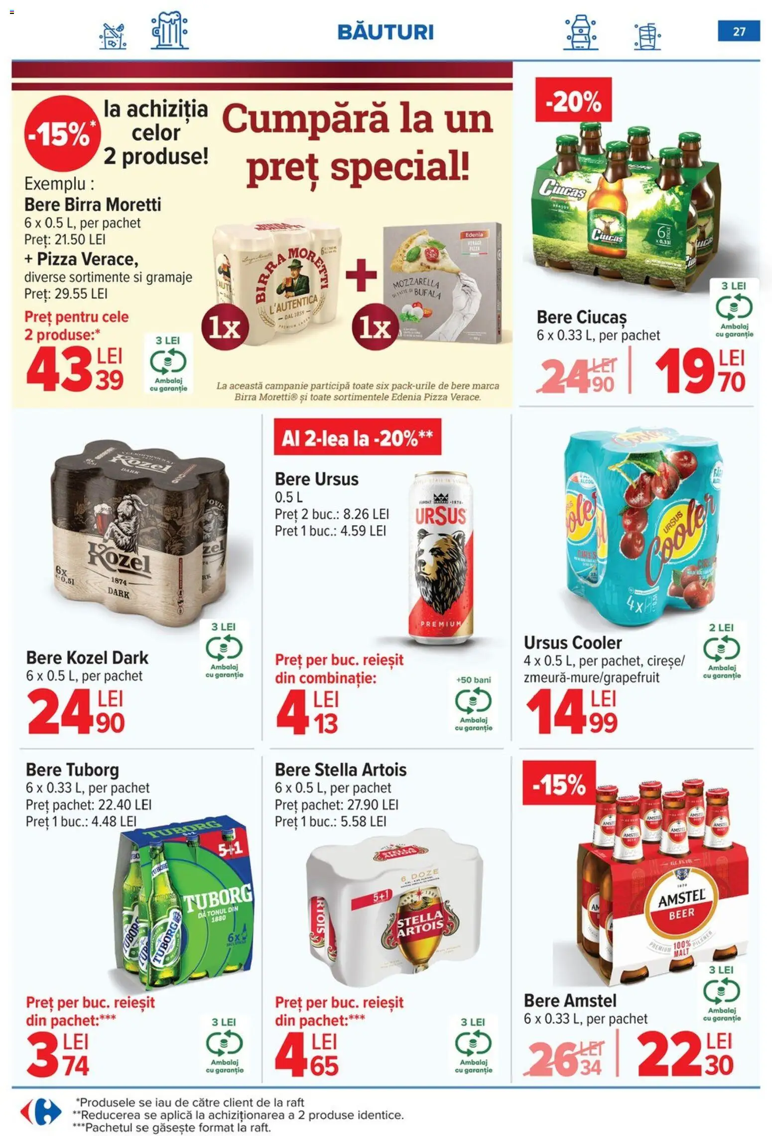 Noul catalog Carrefour – valabil de la 04.02.2026 | Pagină: 29 | Produse: Raft, Mozzarella, Pizza, Bere