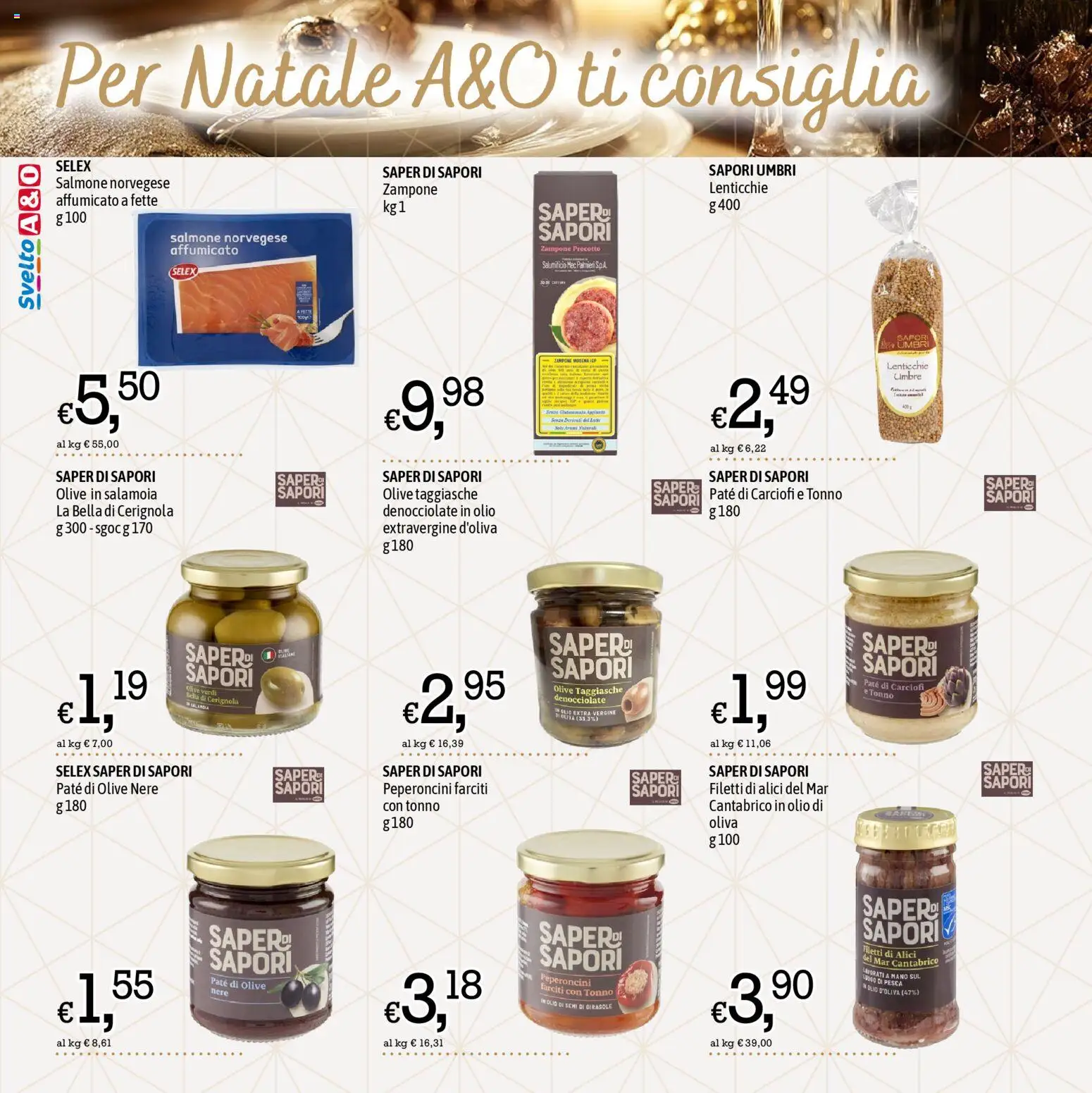 Volantino A&O del 11.12.2025 | Pagina: 4 | Prodotti: Paté, Salmone, Olio extra vergine, Alici