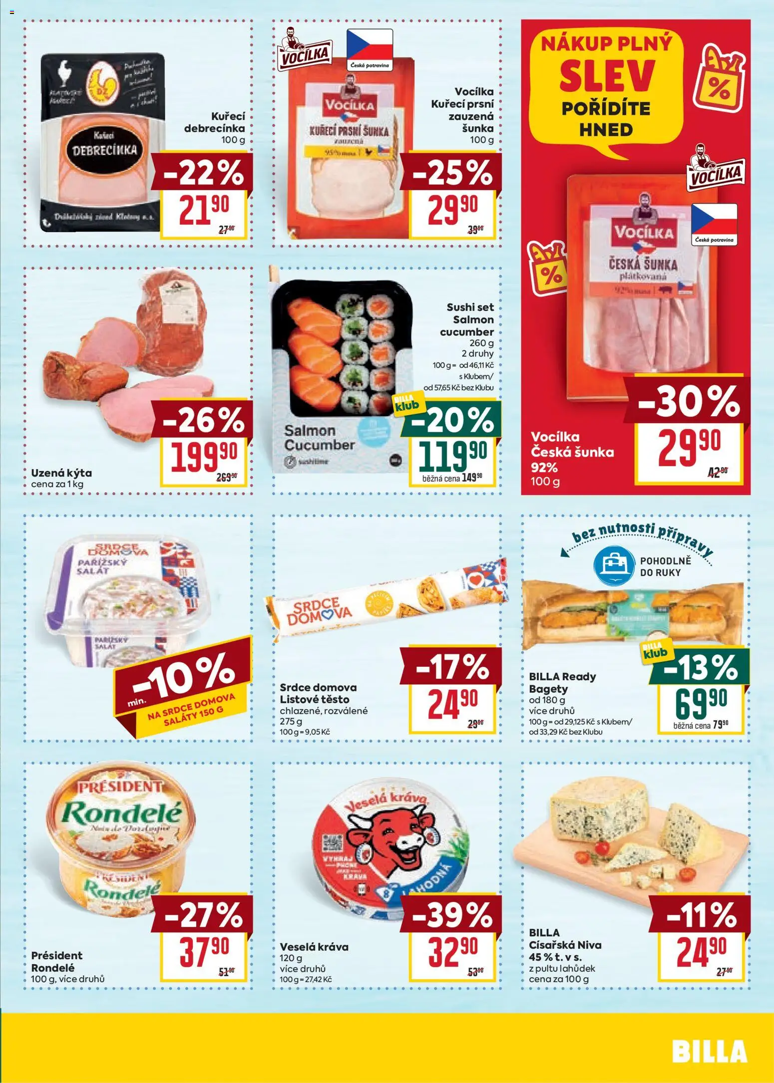 Billa Velký leták od 14.01.2026 | Strana: 21 | Produkty: Uzená kýta, Sushi, Niva, Těsto