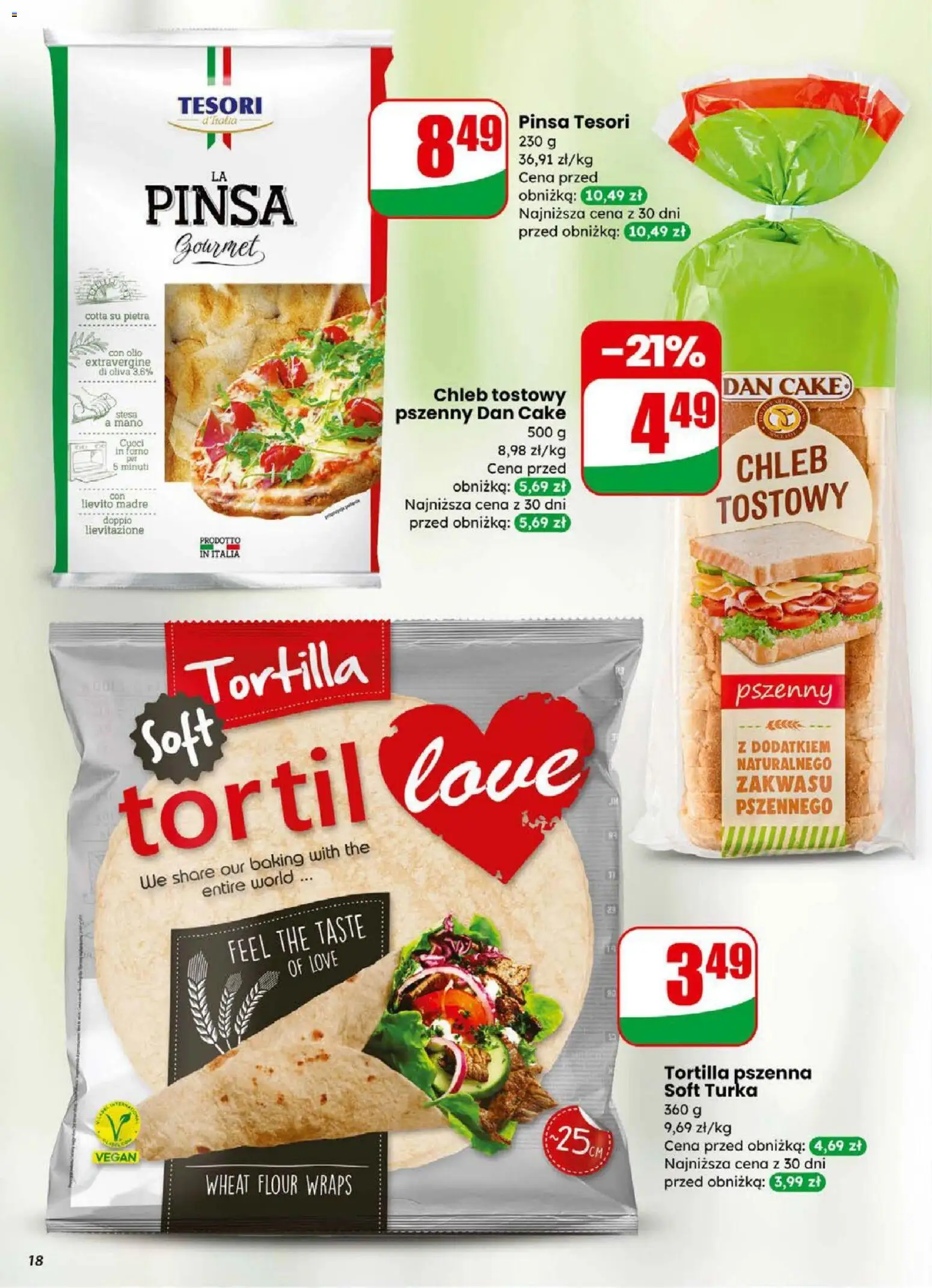 Dino Gazetka od 31.12.2025 | Strona: 18 | Produkty: Tortilla, Chleb, Pizza, Pinsa