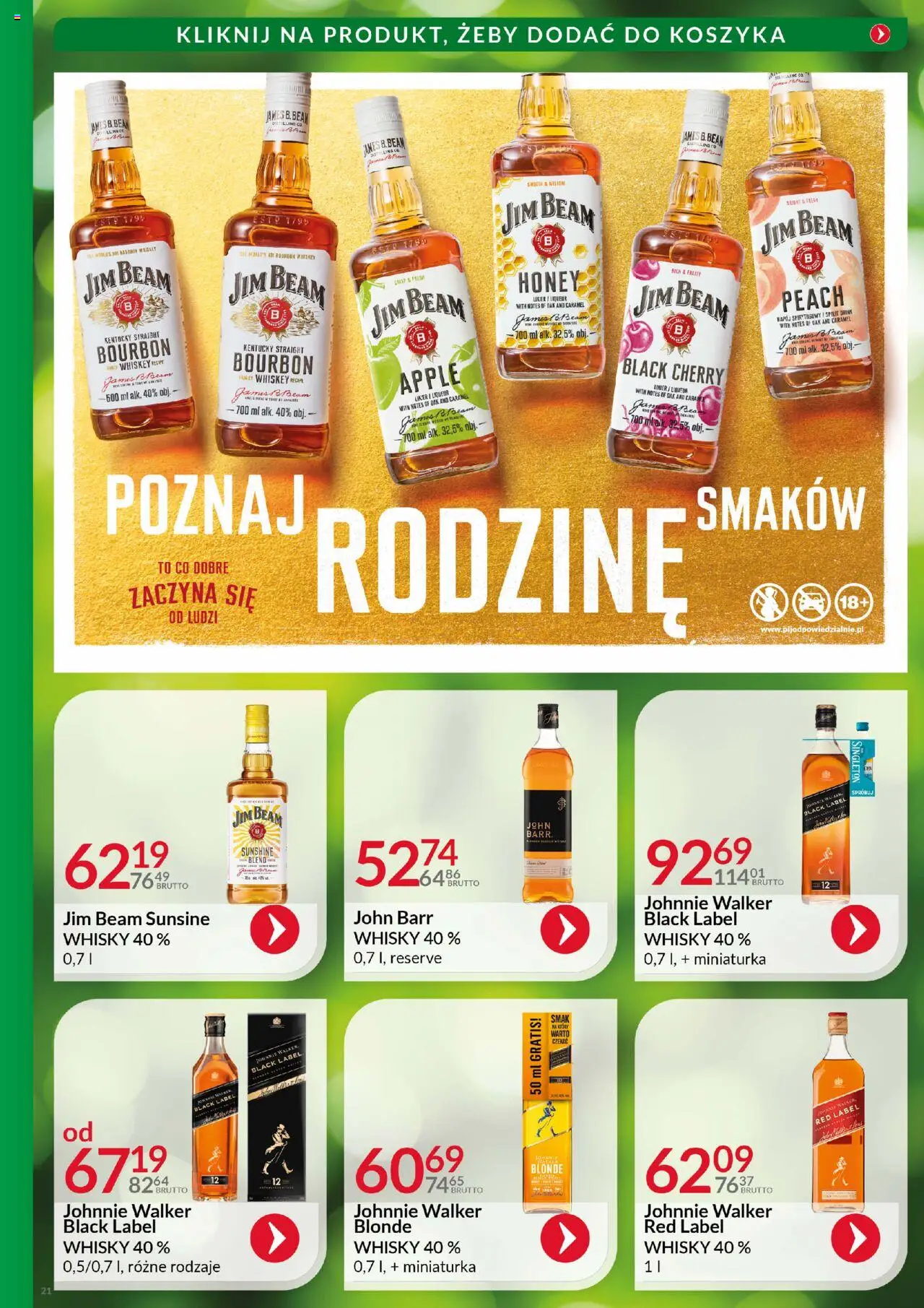 Eurocash Gazetka - Katalog Alkoholowy od 01.08.2025 | Strona: 21 | Produkty: Jim beam honey, Red label, Black Label, Whisky