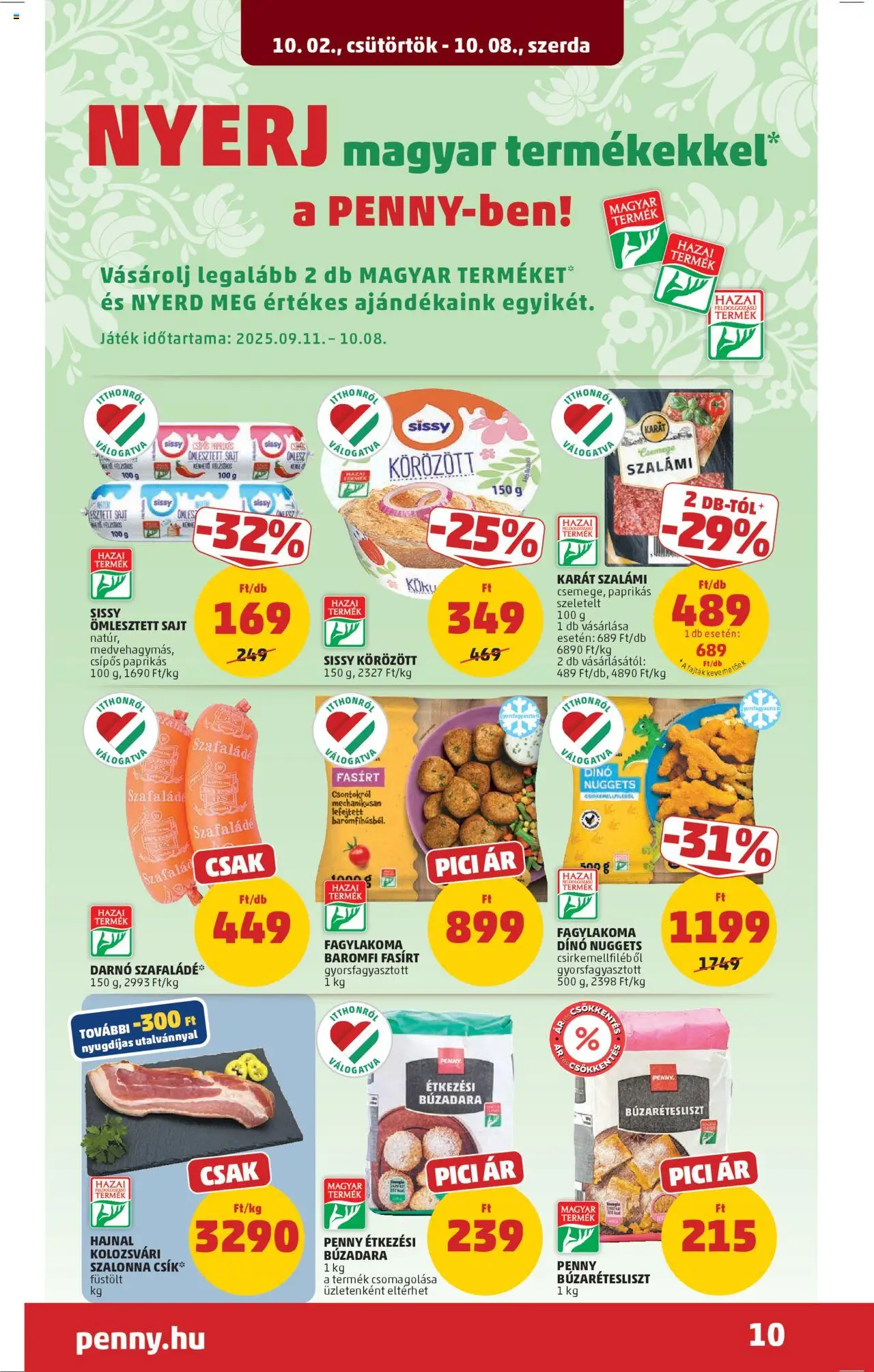 PENNY akciós ujság - amely érvényes a következő dátumtól: 02.10.2025 | Oldal: 14 | Termékek: Körözött, Bacon, Sajt, Szalámi