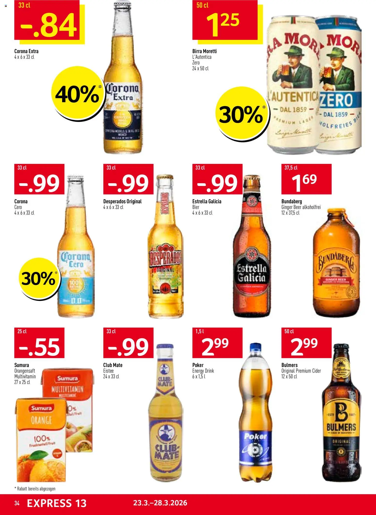 Prodega aktionen – gültig ab 23.03.2026 | Seite: 34 | Produkte: Orangensaft, Bier