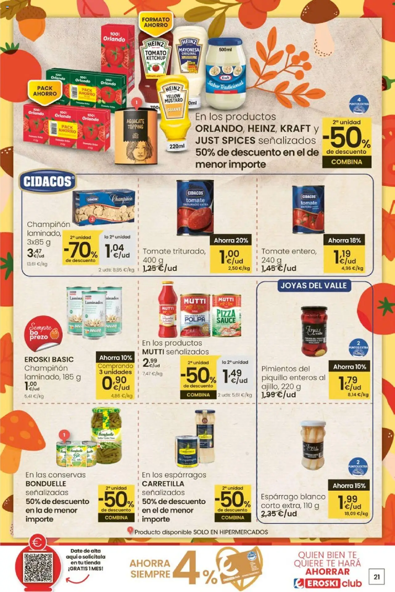 Eroski - Ofertón │ válido desde el 16.10.2025 | Página: 21 | Productos: Pizza, Νερό καρύδας, Té, Οθόνη προβολής
