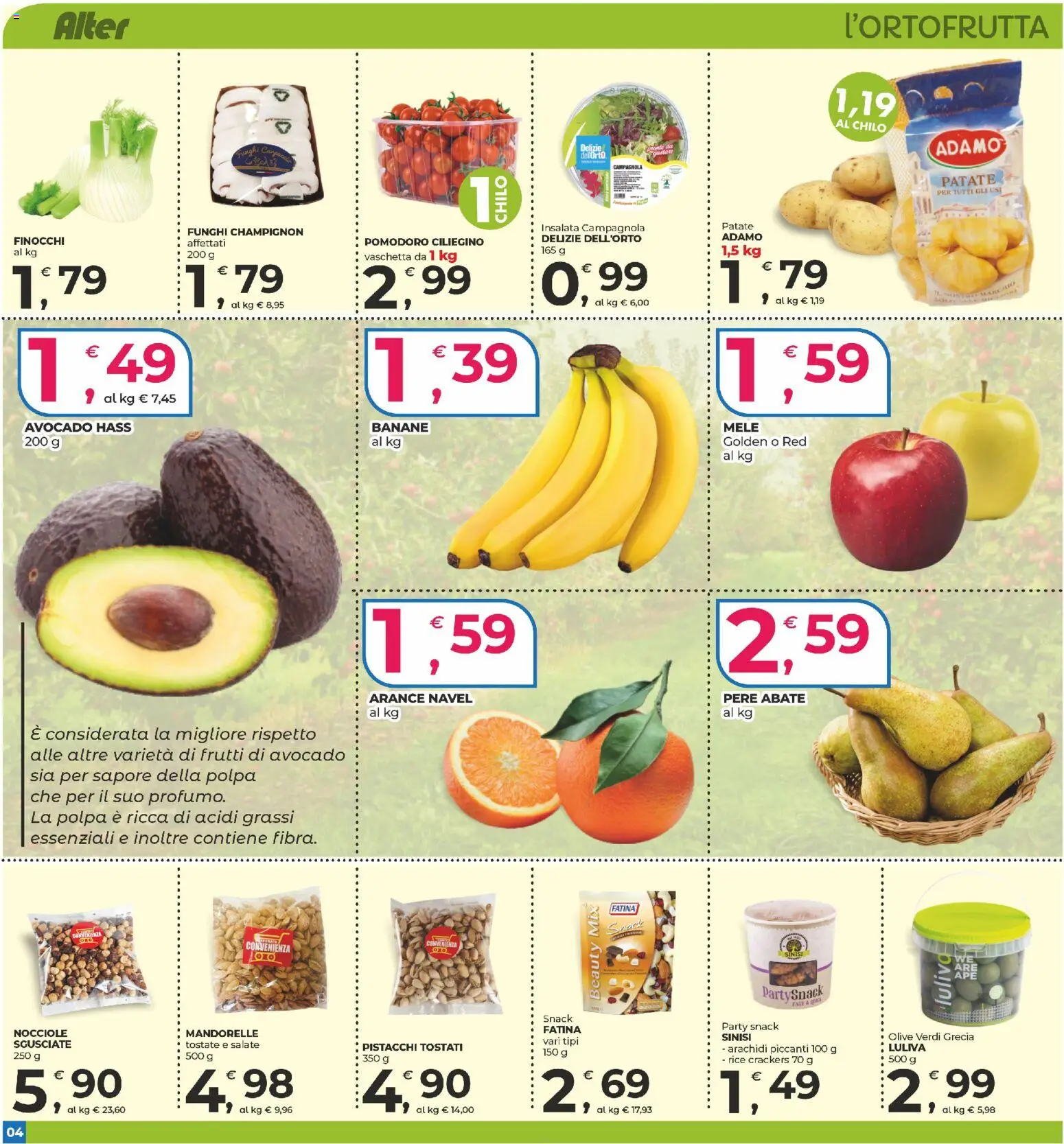 Volantino Alter Discount del 14.11.2025 | Pagina: 4 | Prodotti: Mele, Banane, Patate, Pistacchi