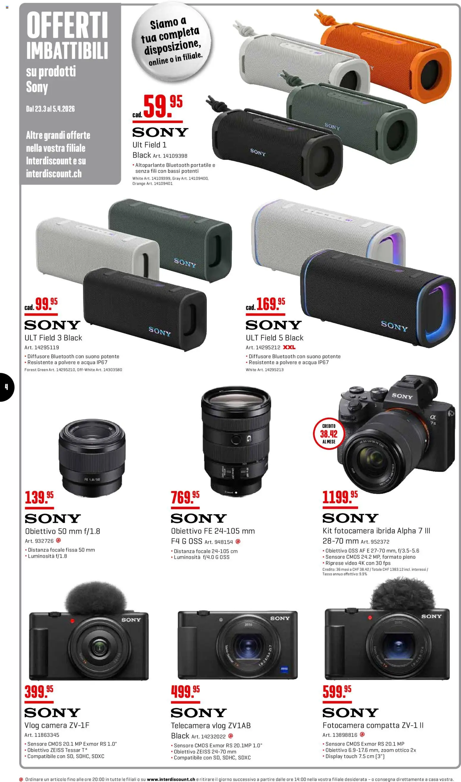 Interdiscount aktionen IT – gültig ab 23.03.2026 | Seite: 4 | Produkte: Video, Sony