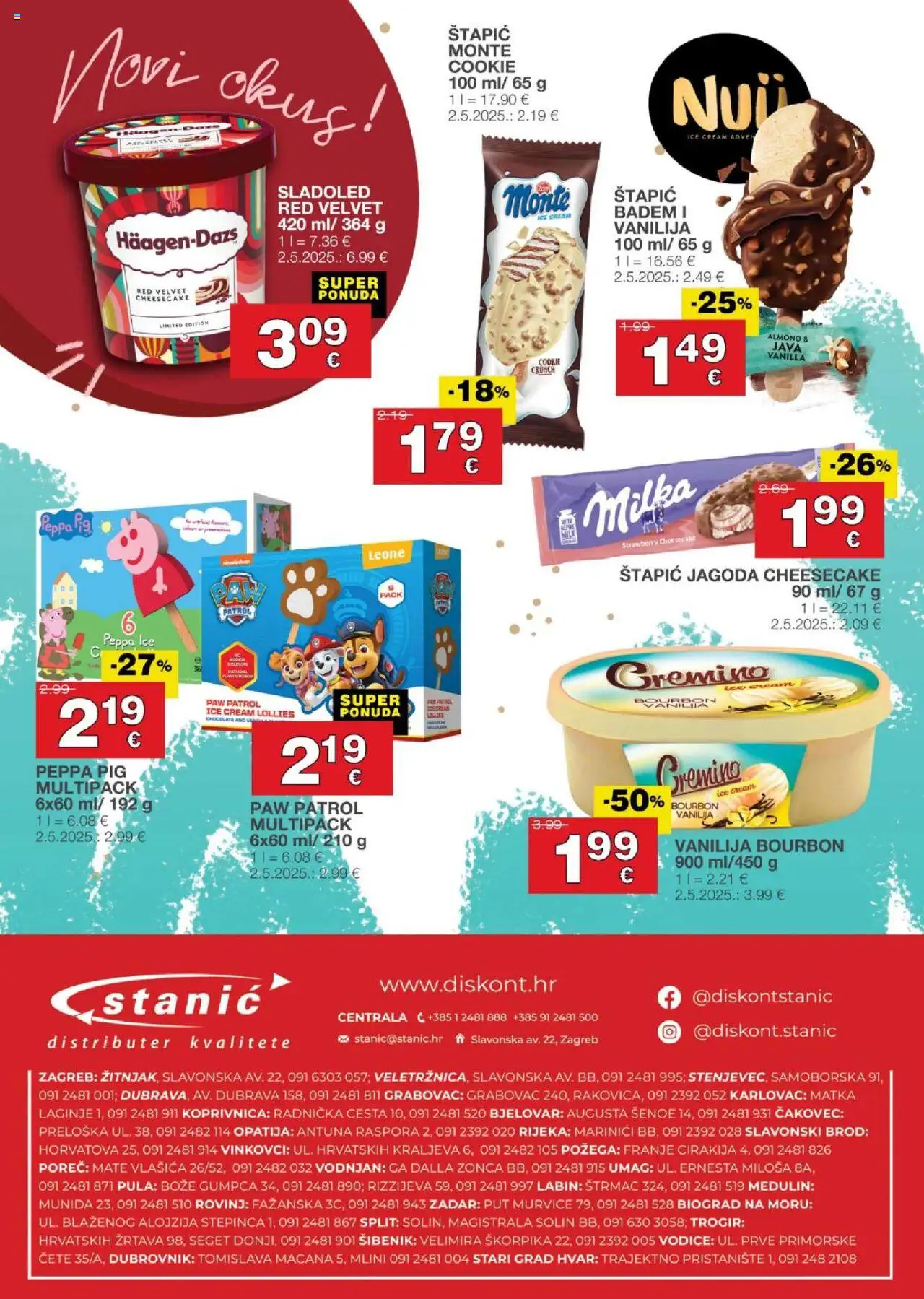 Stanić Diskont katalog | vrijedi od 18.09.2025 | Stranica: 16 | Proizvodi: Sladoled, Badem, Milka