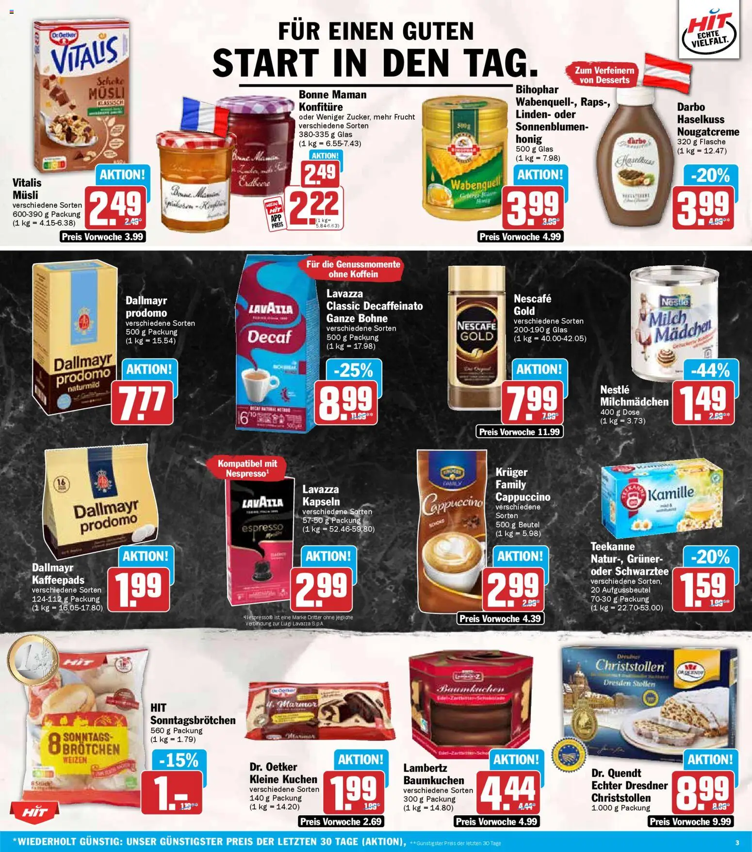 HIT - Bayern – gültig ab 24.11.2025 | Seite: 3 | Produkte: Musli, Nescafe, Dallmayr, Kuchen