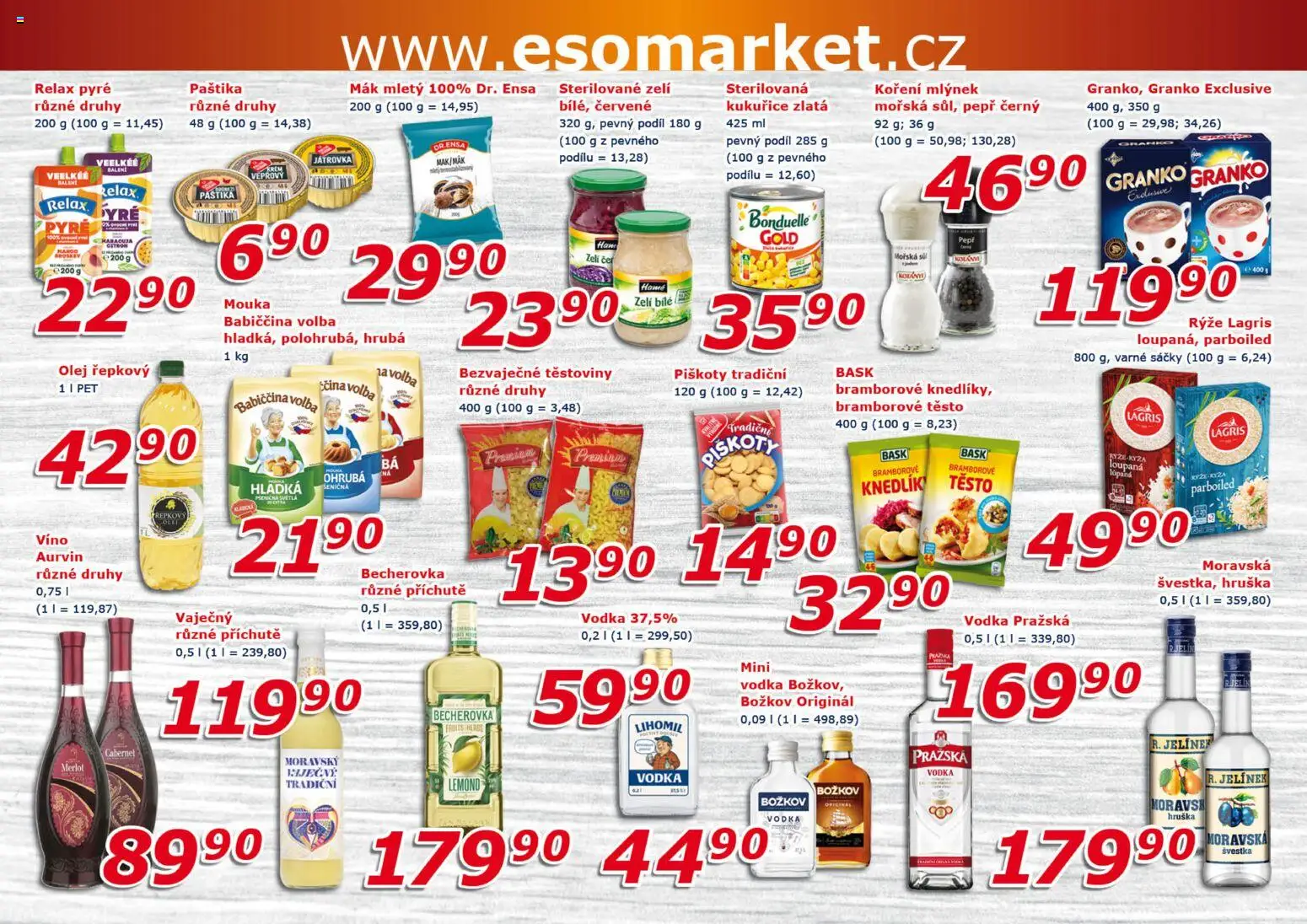 Eso market leták od 29.10.2025 | Strana: 6 | Produkty: Olej, Těstoviny, Granko, Mouka