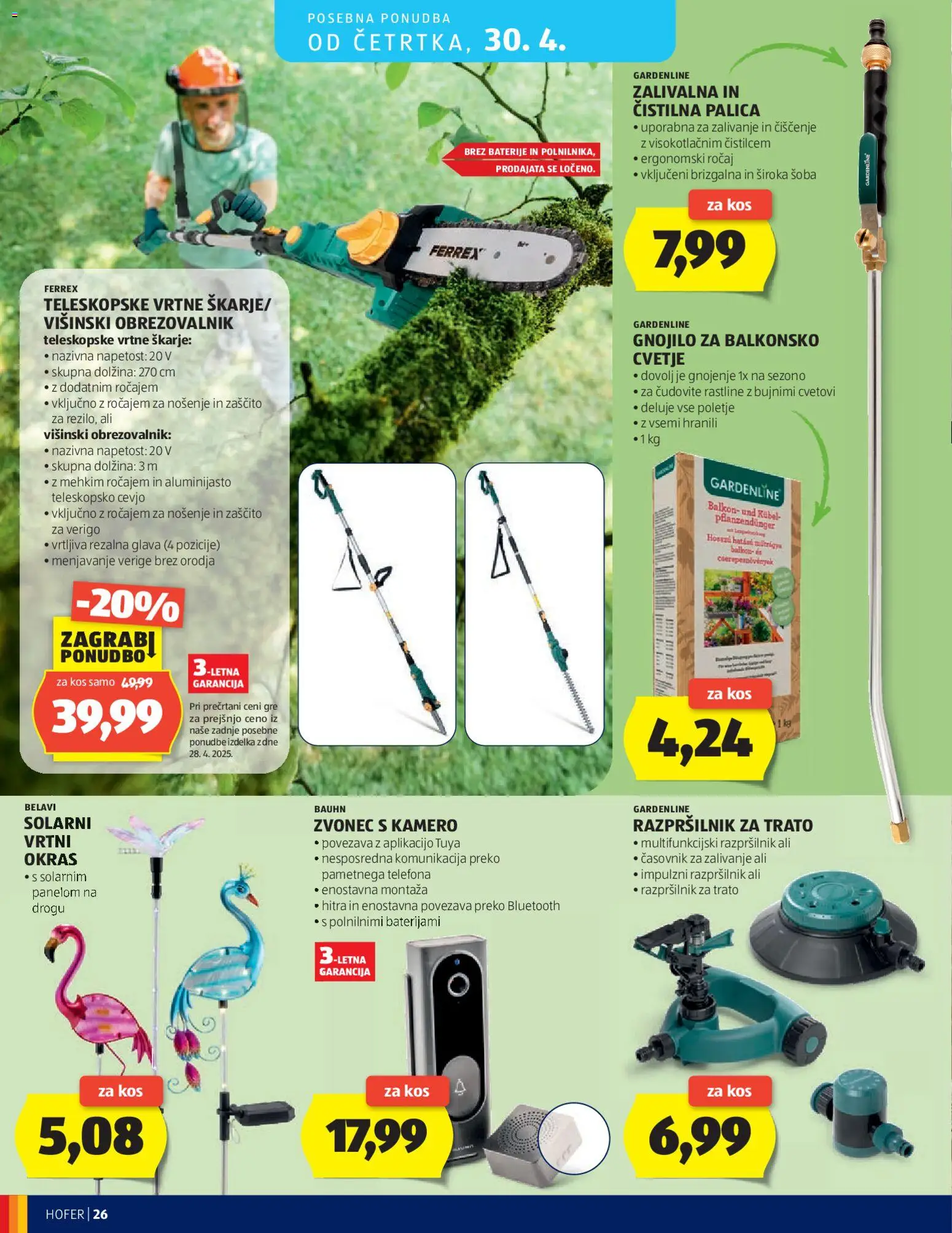 Novi Hofer katalog ponudbe – veljaven od 22.04.2026 | Stran: 26 | Izdelki: Cvetje, Baterije, Kos, Časovnik