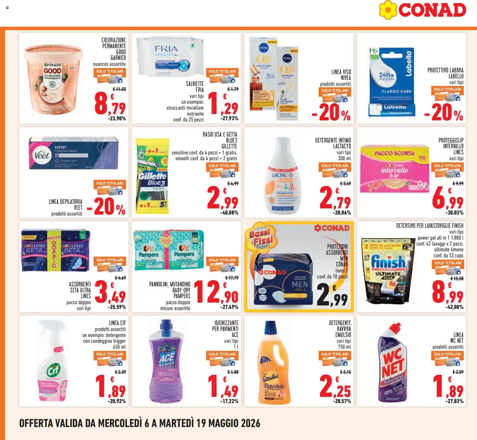 Volantino Conad del 06.05.2026 | Pagina: 22 | Prodotti: Detergente intimo, Candeggina, Intimo, Pampers