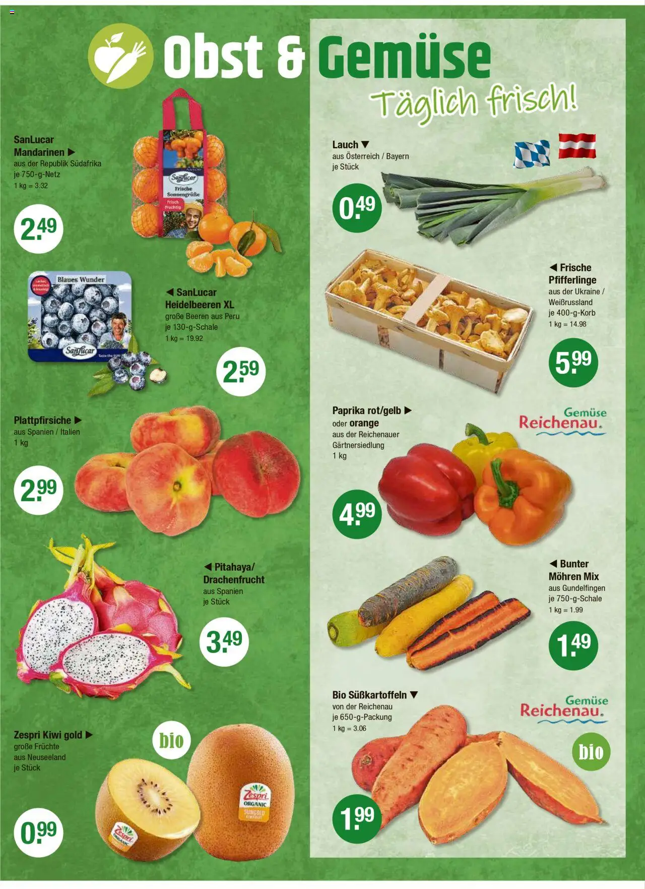V-Markt - Oberbayern – gültig ab 18.09.2025 | Seite: 8 | Produkte: Mohren, Paprika, Obst, Pfifferlinge