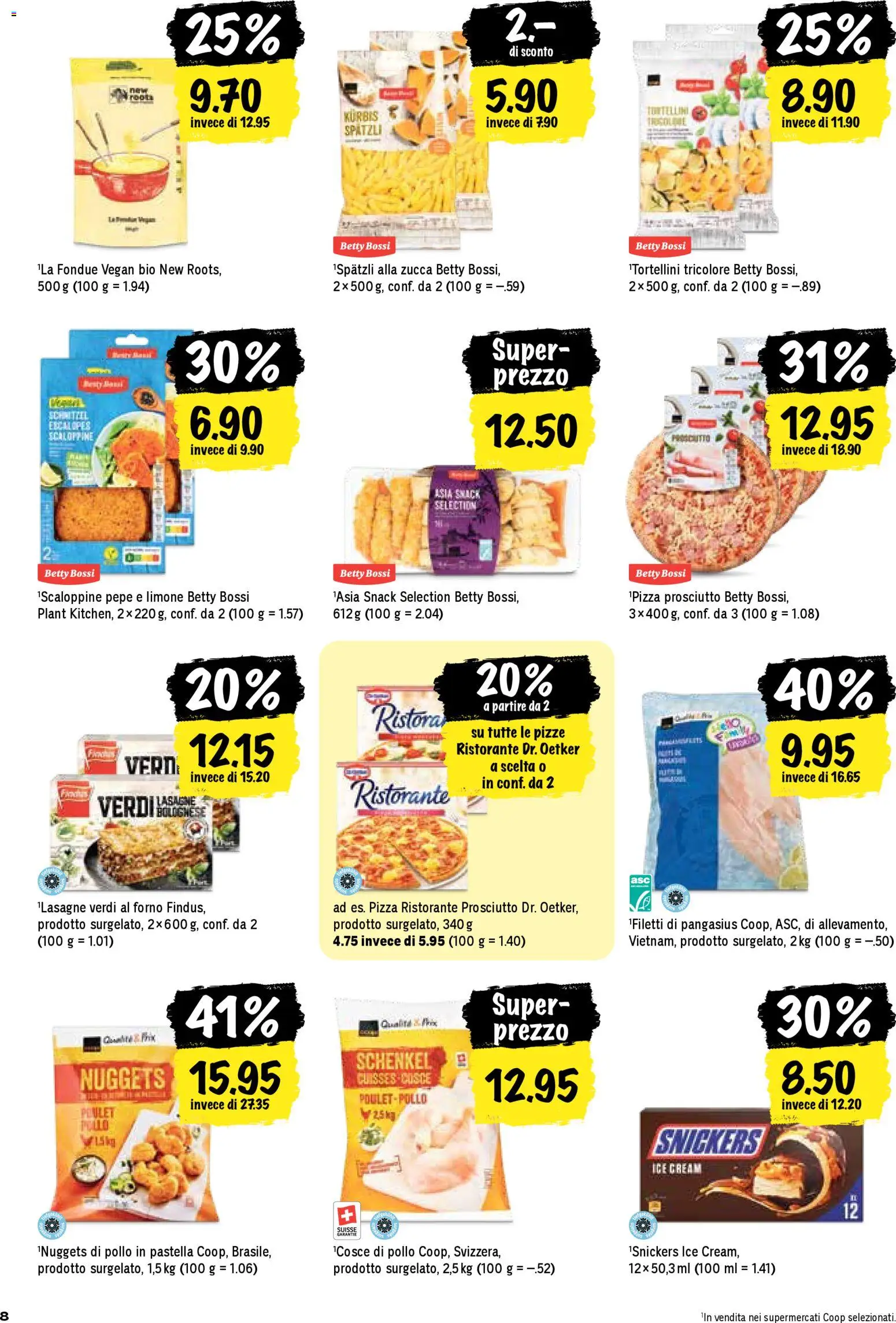 Coop - Una settimana di azioni – gültig ab 30.10.2025 | Seite: 8 | Produkte: Snickers, Pizza, Kürbis, Fondue