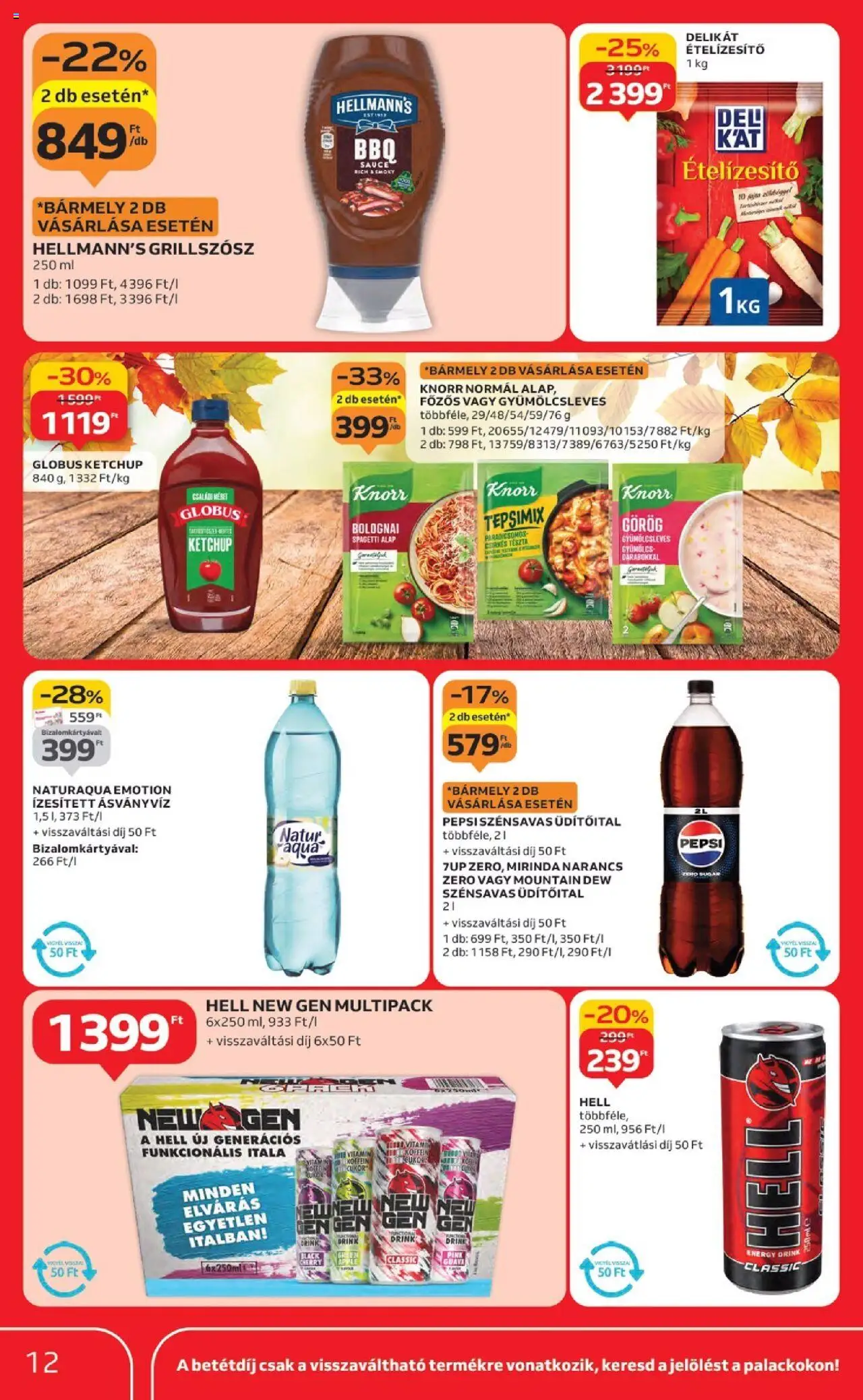 Auchan akciós ujság - amely érvényes a következő dátumtól: 18.09.2025 | Oldal: 12 | Termékek: Pepsi, Narancs, Tészta, Ketchup