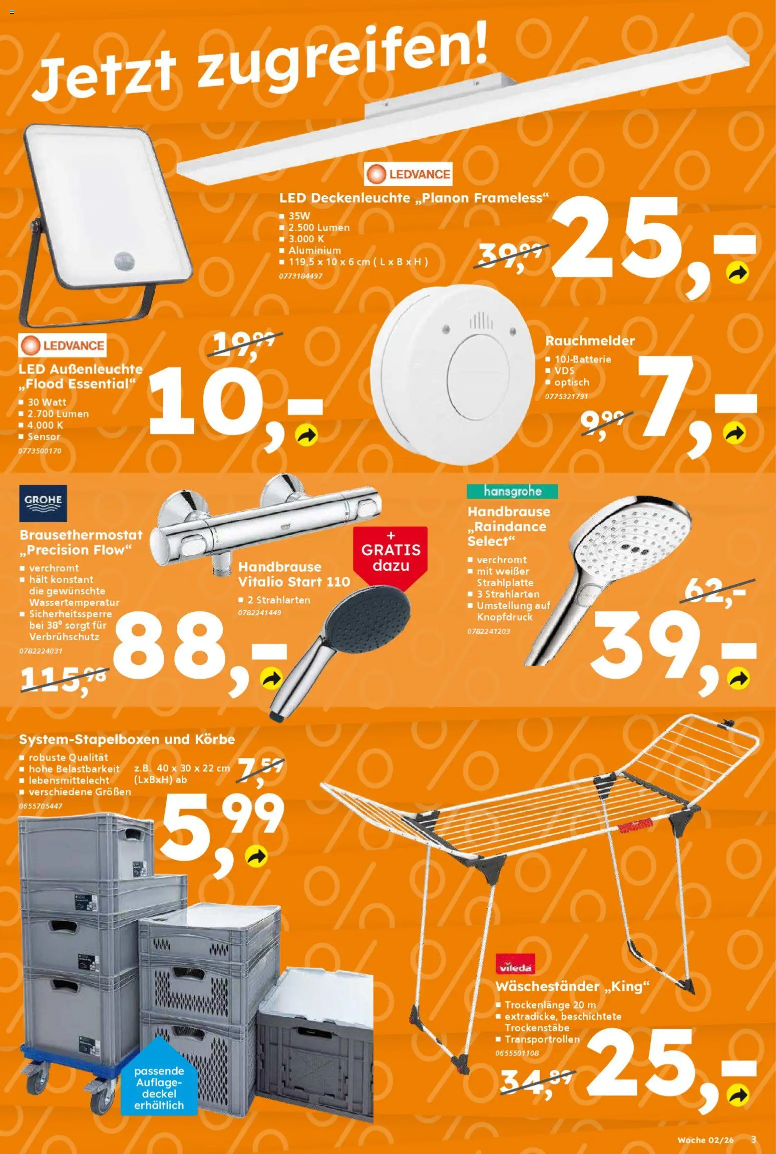 Globus Baumarkt prospekt Dresden – gültig ab 05.01.2026 | Seite: 3 | Produkte: Außenleuchte, Waschestander