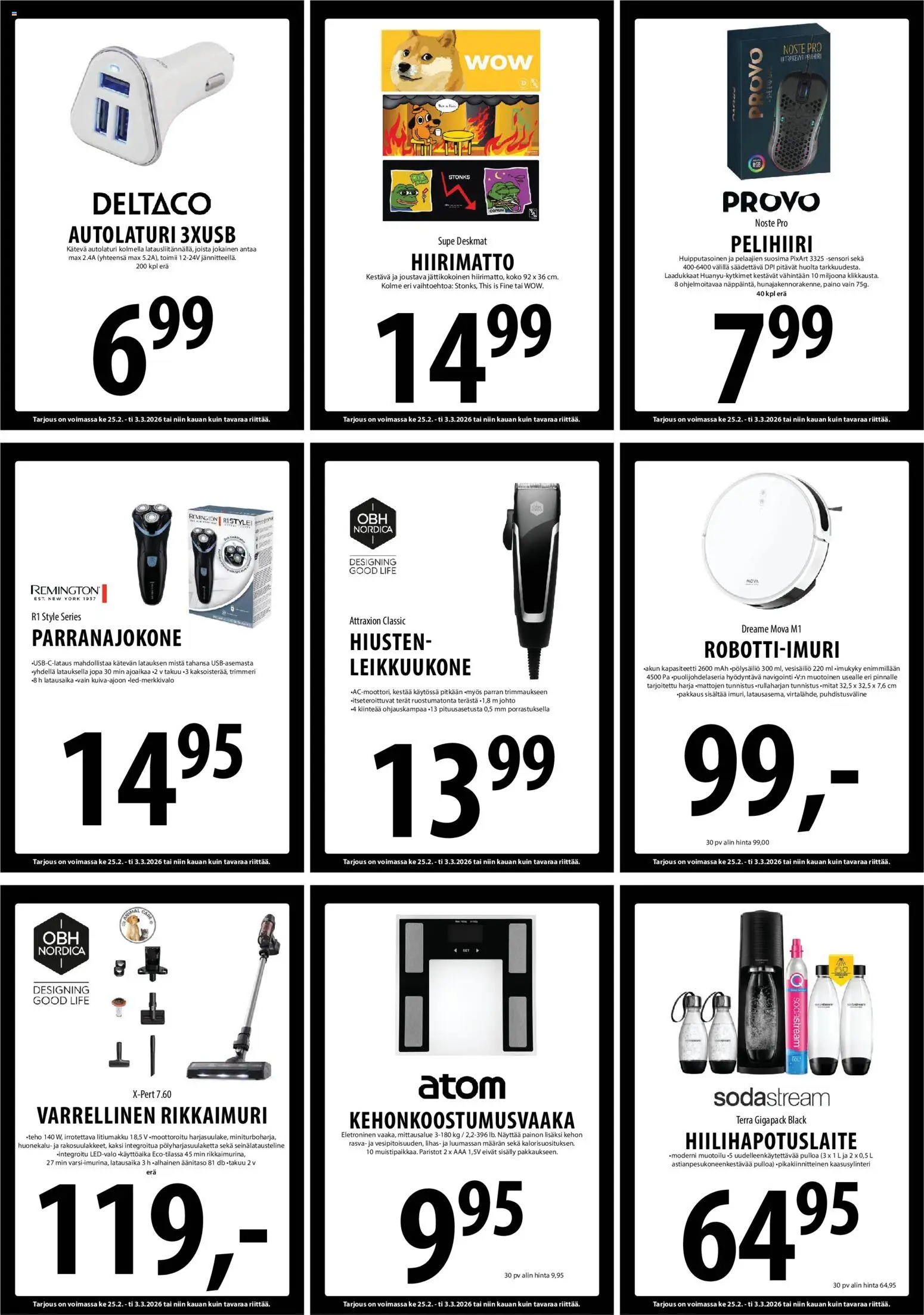 Tuuri tarjoukset – voimassa 25.02.2026 alkaen | Sivu: 23 | Tuotteet: Navigointi, Autolaturi, Sodastream, Hiilihapotuslaite