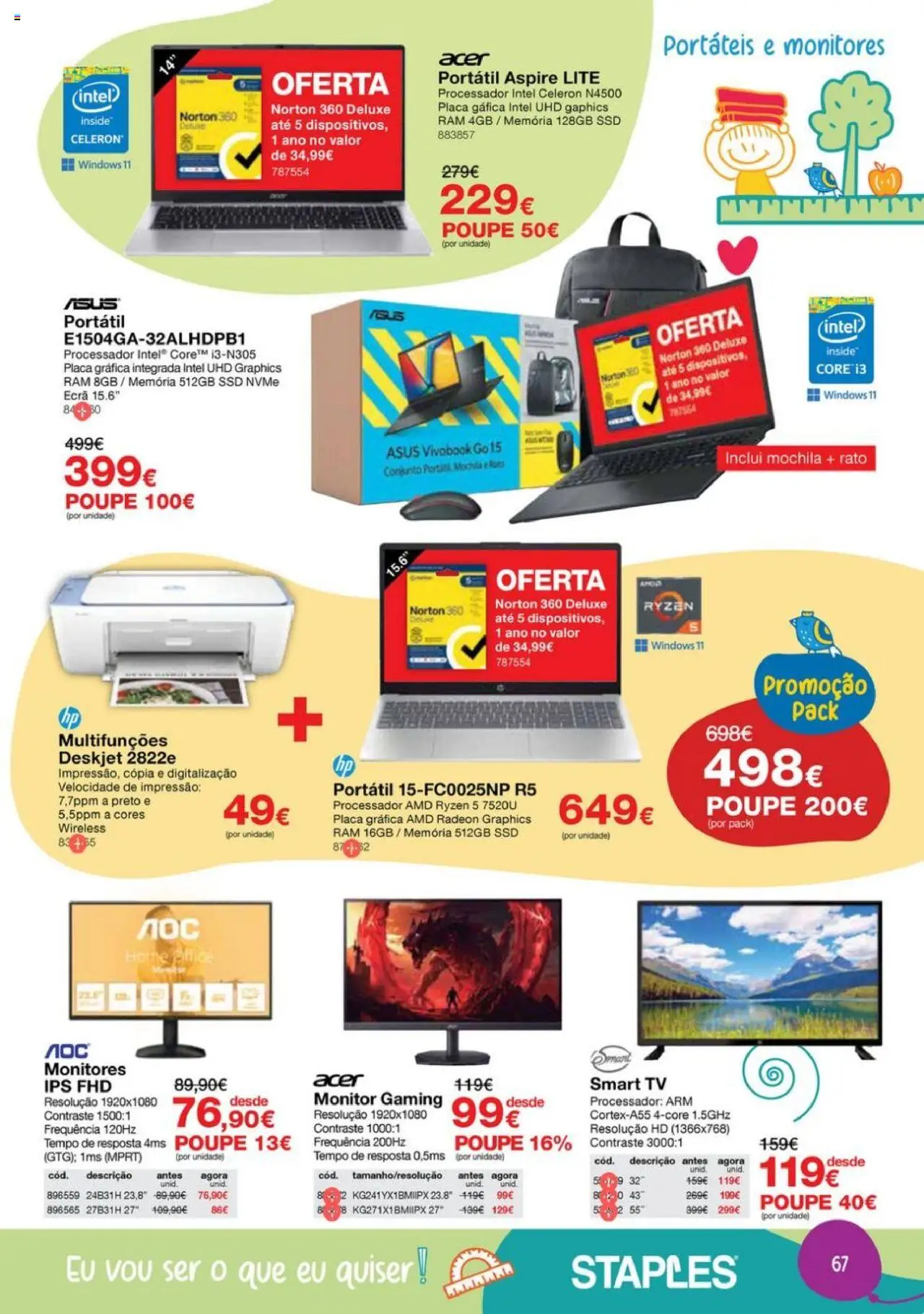 Staples - Folheto Regresso às Aulas 2025 │ válido de 18.08.2025 | Página: 67 | Produtos: Mochila, Monitor