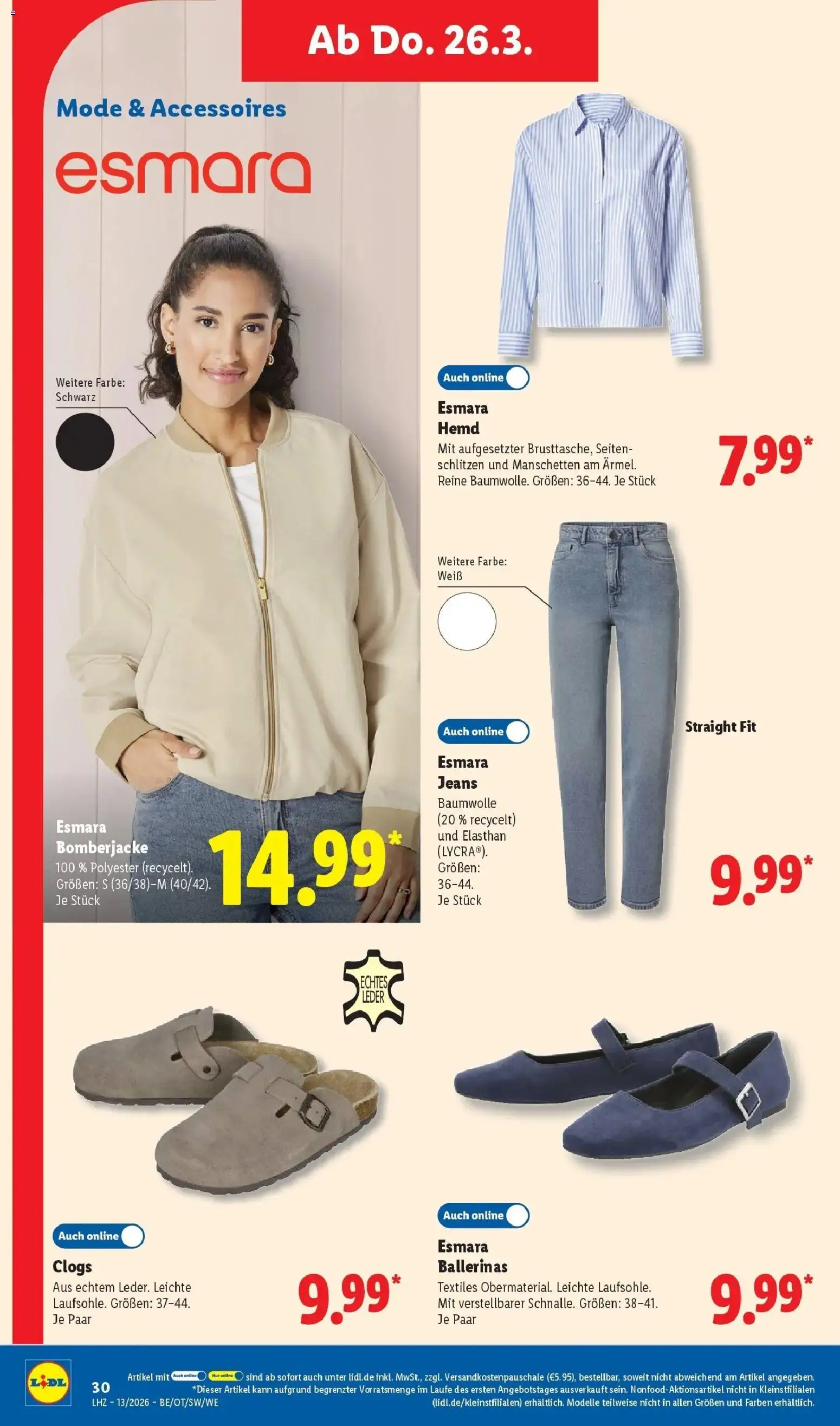 Lidl Prospekt Mühlacker – gültig ab 23.03.2026 | Seite: 50 | Produkte: Bomberjacke, Hemd, Ballerinas, Jeans