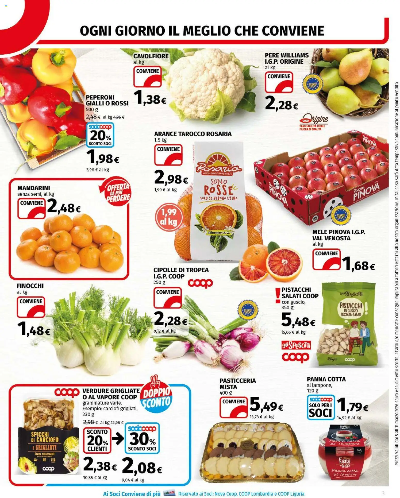 Volantino COOP del 05.03.2026 | Pagina: 3 | Prodotti: Mandarini, Cipolle, Data, Finocchi