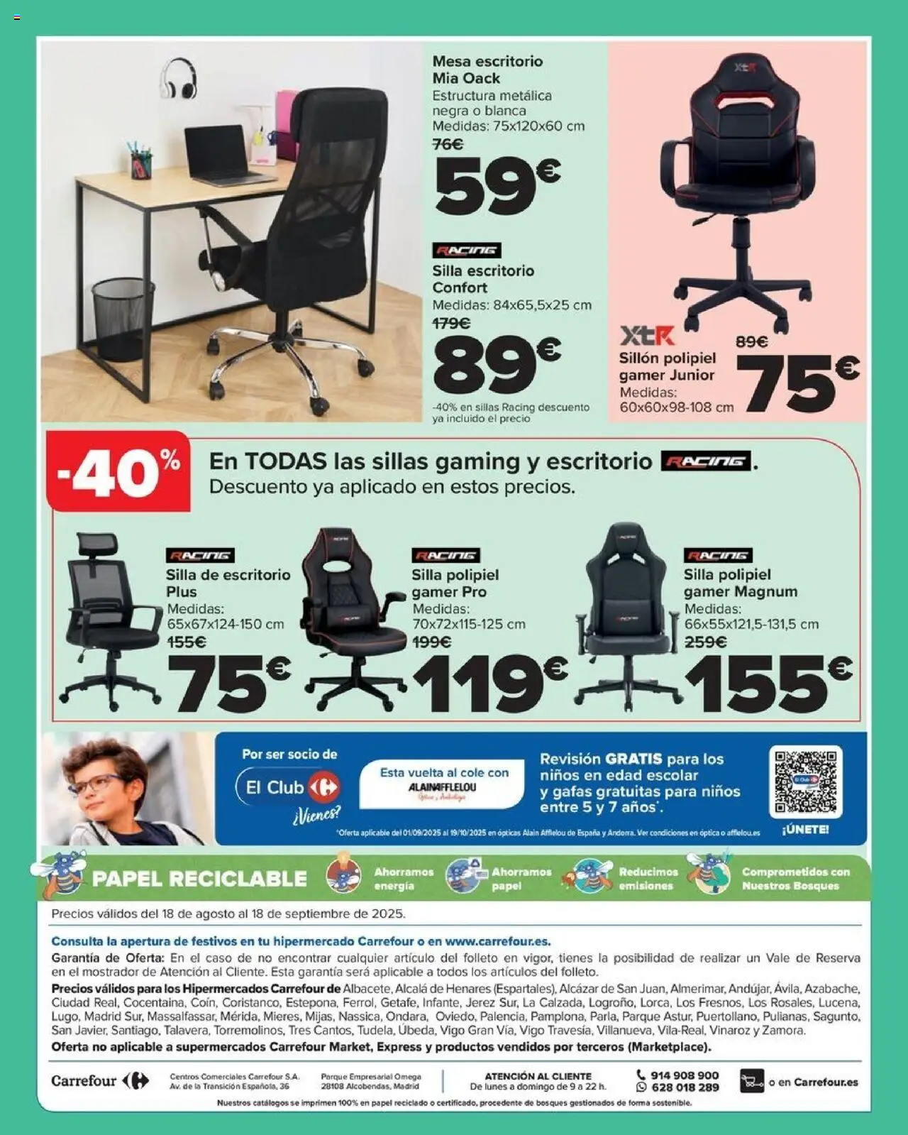 Carrefour - Vuelta al Cole Textil │ válido desde el 18.08.2025 | Página: 19 | Productos: Sillón, Silla de escritorio, Mesa, Silla