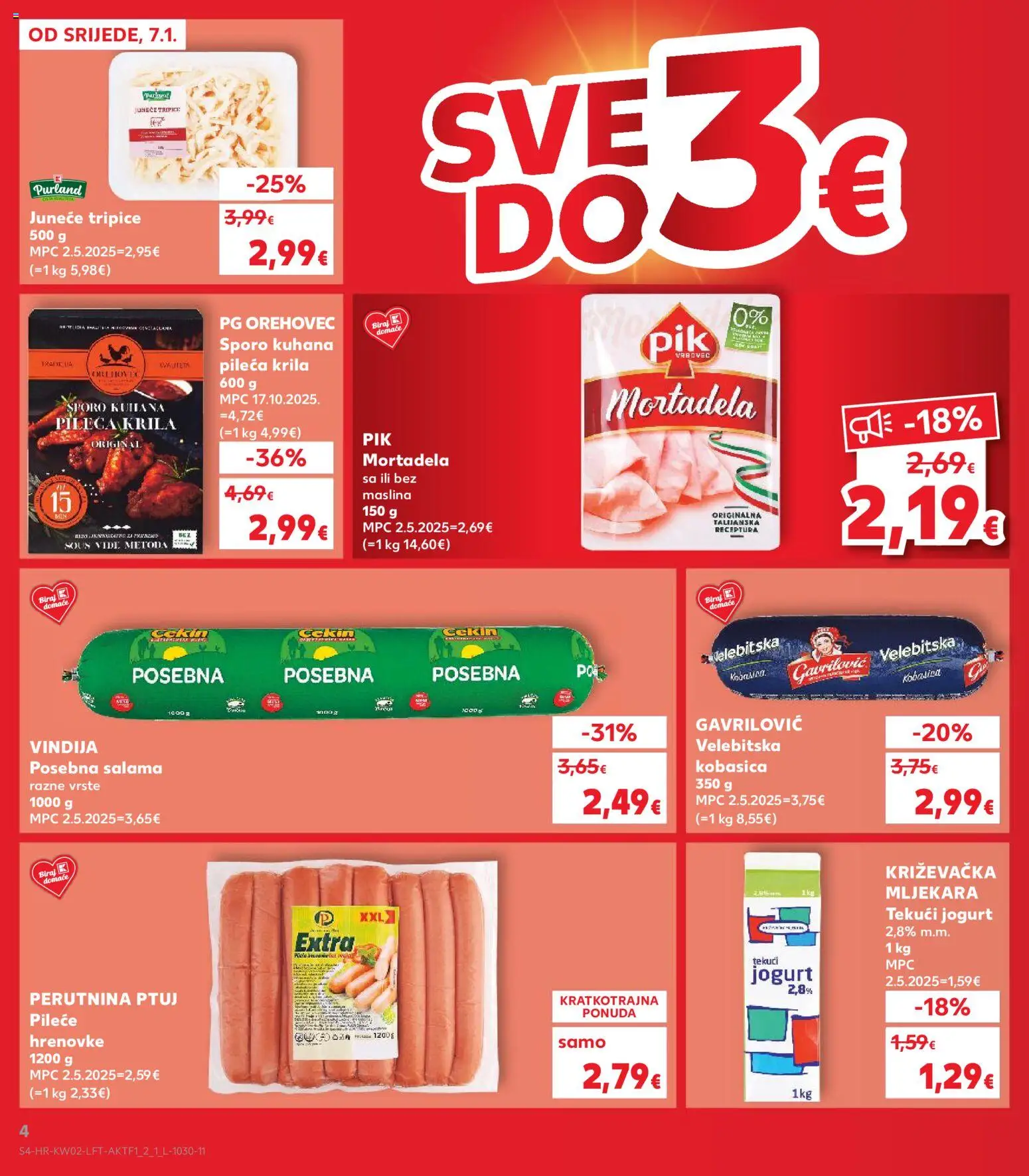 Kaufland katalog | vrijedi od 07.01.2026 | Stranica: 4 | Proizvodi: Pileća krila, Mortadela, Kobasica, Pik Vrbovec